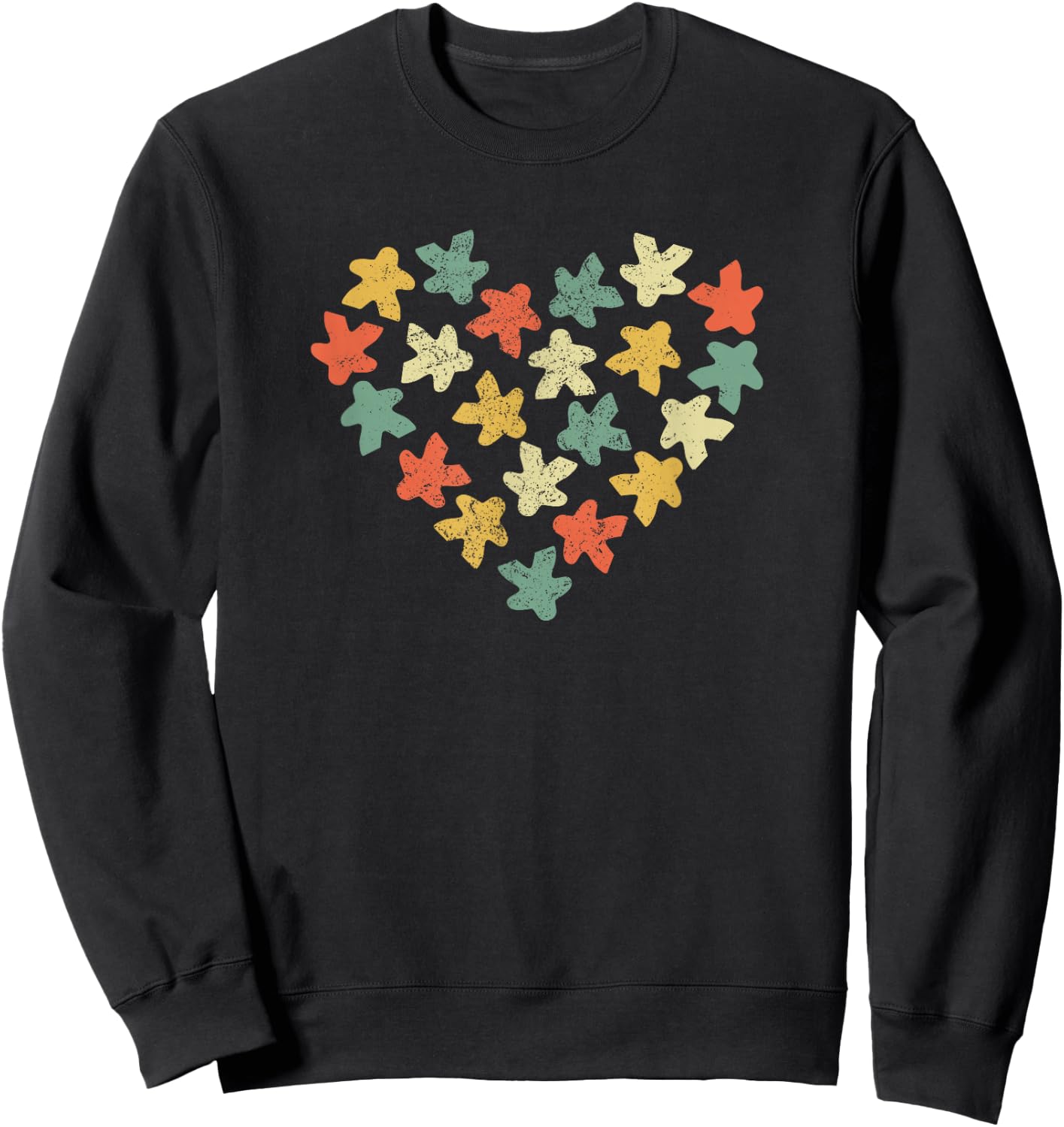 Board Game Player Meeples Heart Love Vintage Gamer Sweatshirt - Sweatshirt | Black