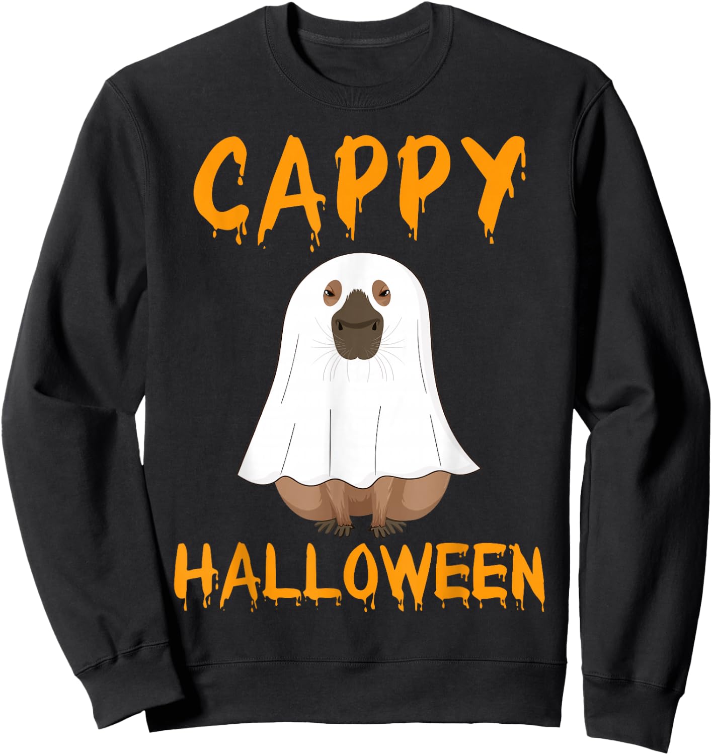 Cappy Halloween Funny Capybara Ghost Sweatshirt - Sweatshirt | Black