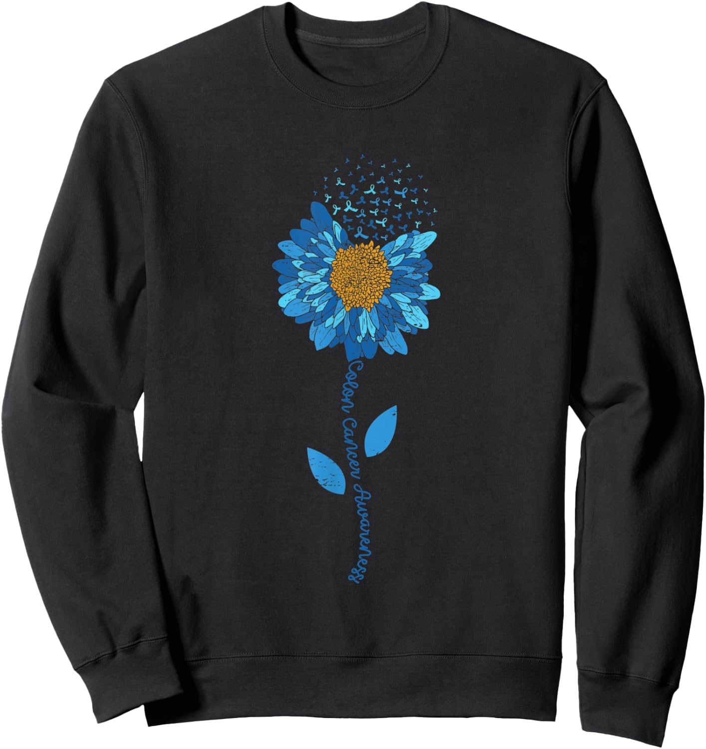 Colon Cancer Awareness Flower Colorectal Cancer Awareness Sweatshirt - Sweatshirt | Black
