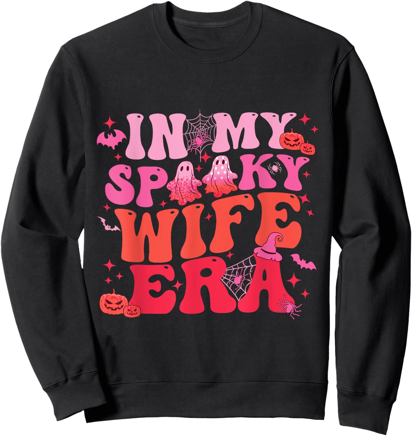 In My Spooky Wife Era Halloween Groovy Funny Ghost Spooky Sweatshirt - Sweatshirt | Black