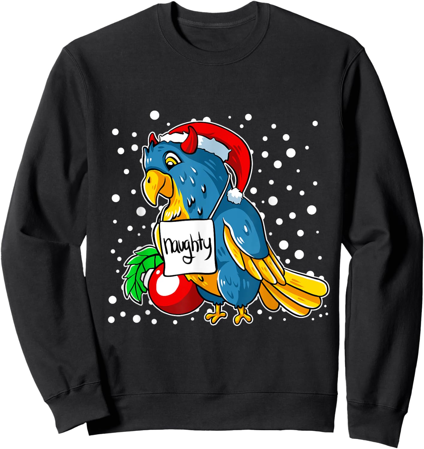 Naughty Conure Christmas Pajama Funny Parrot Bird X-Mas Sweatshirt - Sweatshirt | Black