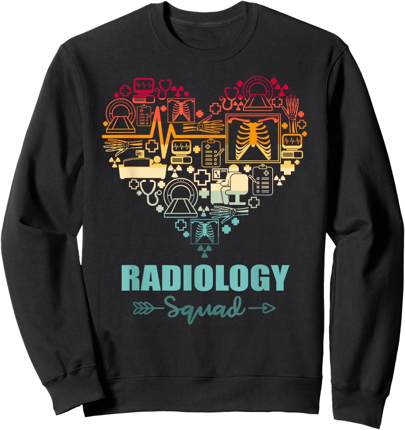 Radiology Squad Heart Funny Radiology Team Sweatshirt - Sweatshirt | Black