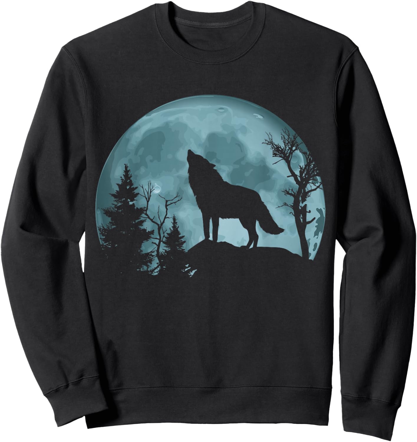 Wolf Howling at the Moon Sweatshirt - Sweatshirt | Black