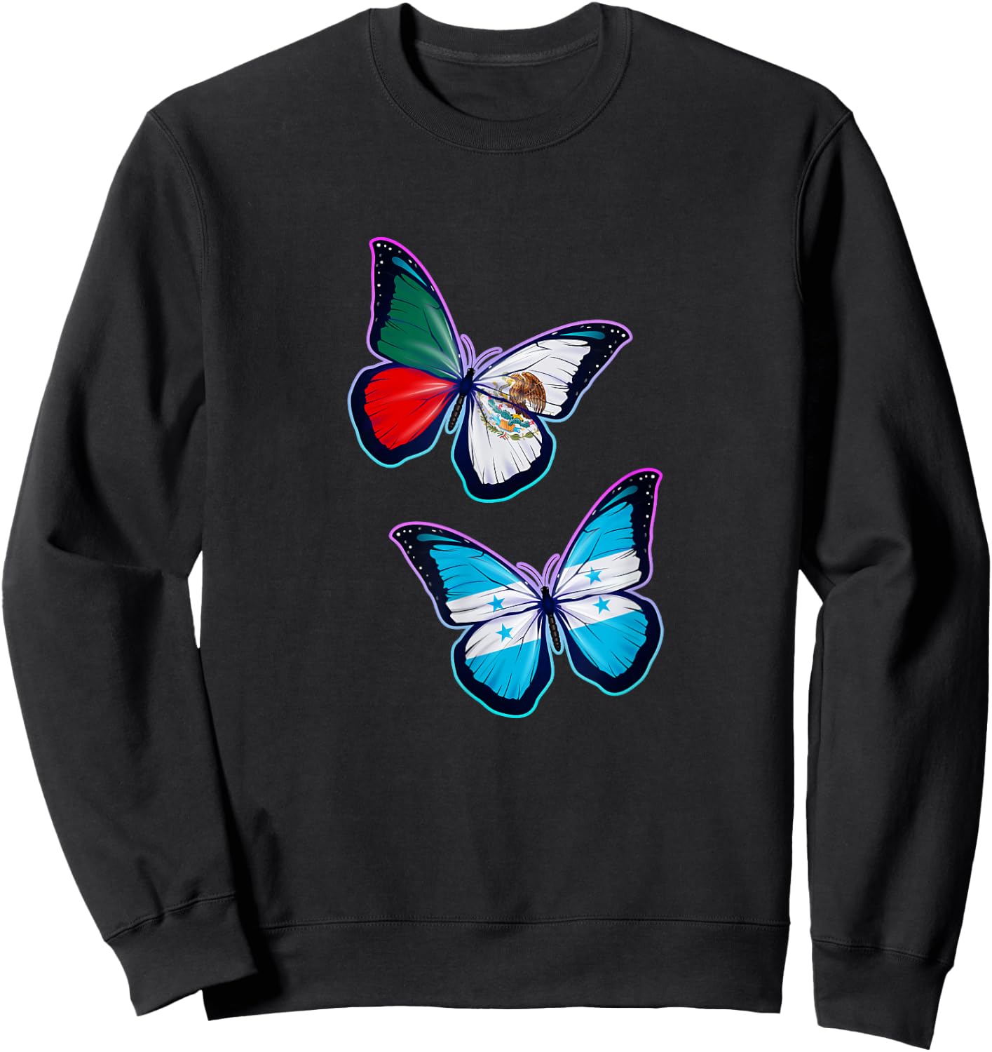 Honduras and Mexico bicultural roots. Butterfly version Sweatshirt - Sweatshirt | Black
