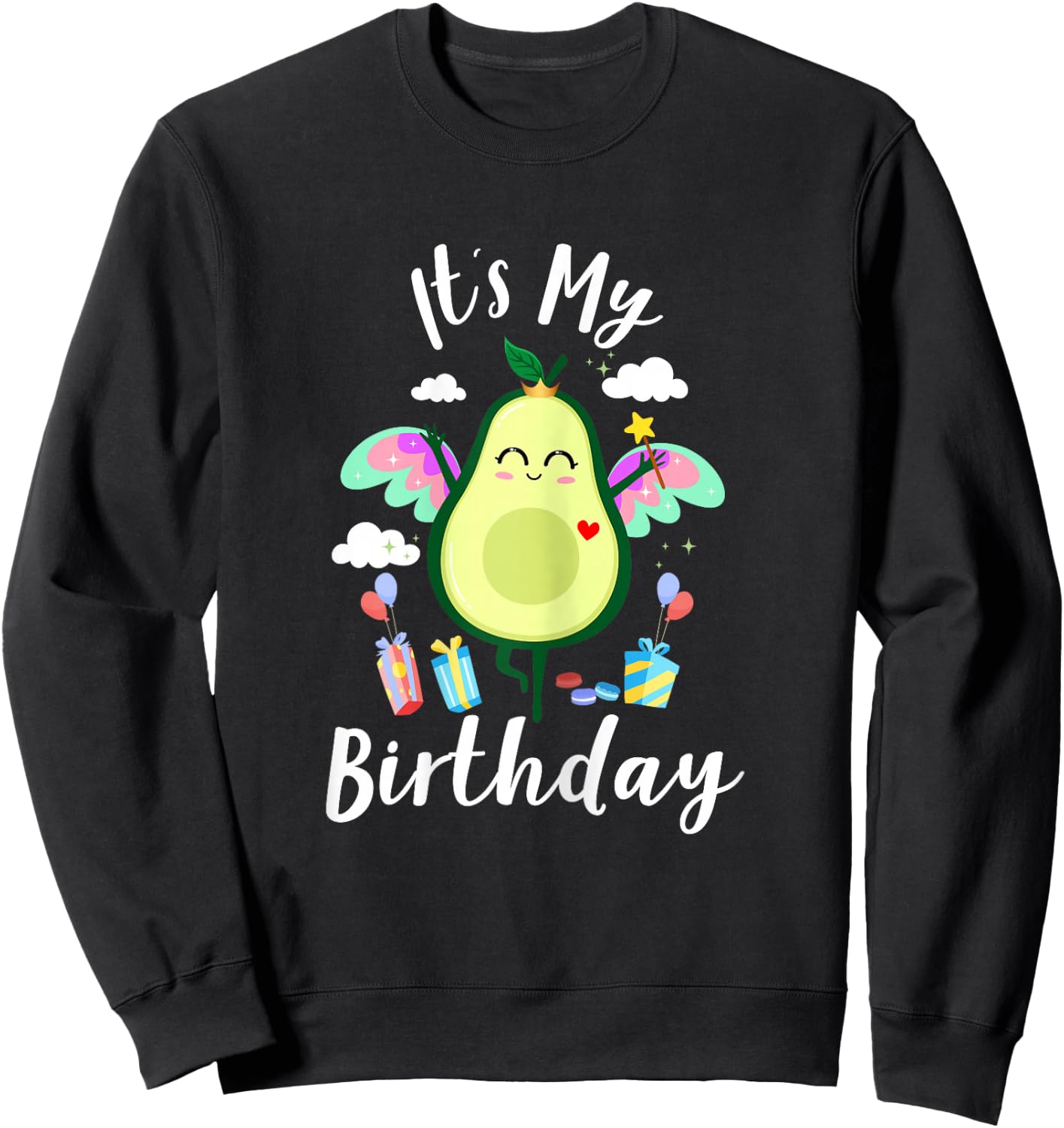 Avocado-Shirt Kids Toddler Girls Funny Cute It’s My Birthday Sweatshirt - Sweatshirt | Black