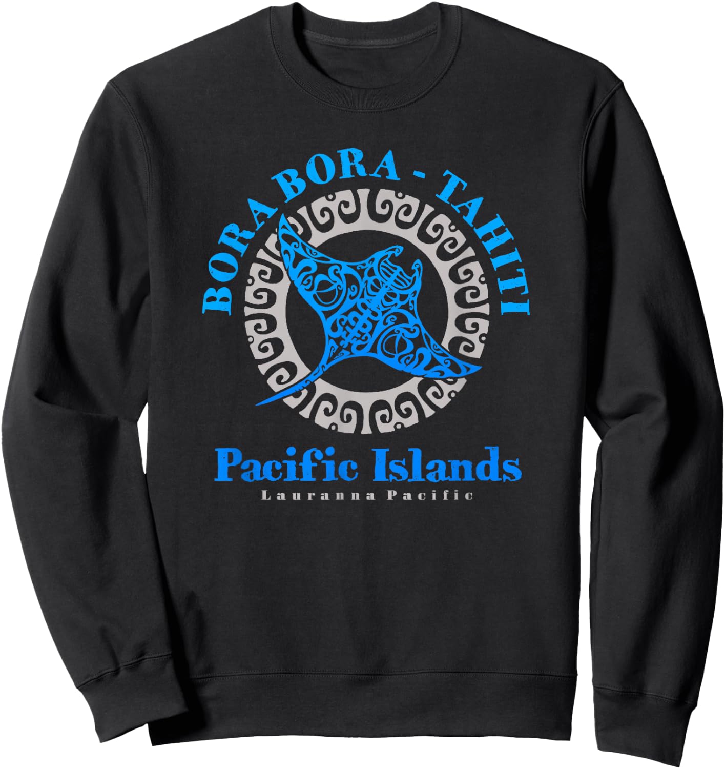 Manta Ray Bora Bora Tahiti Tribal Tattoo Sweatshirt - Sweatshirt | Black