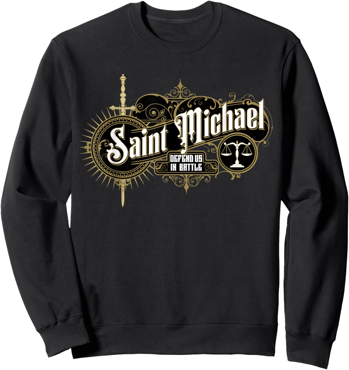 Sword of St Saint Michael Archangel Catholic Angel Warrior Sweatshirt - Sweatshirt | Black