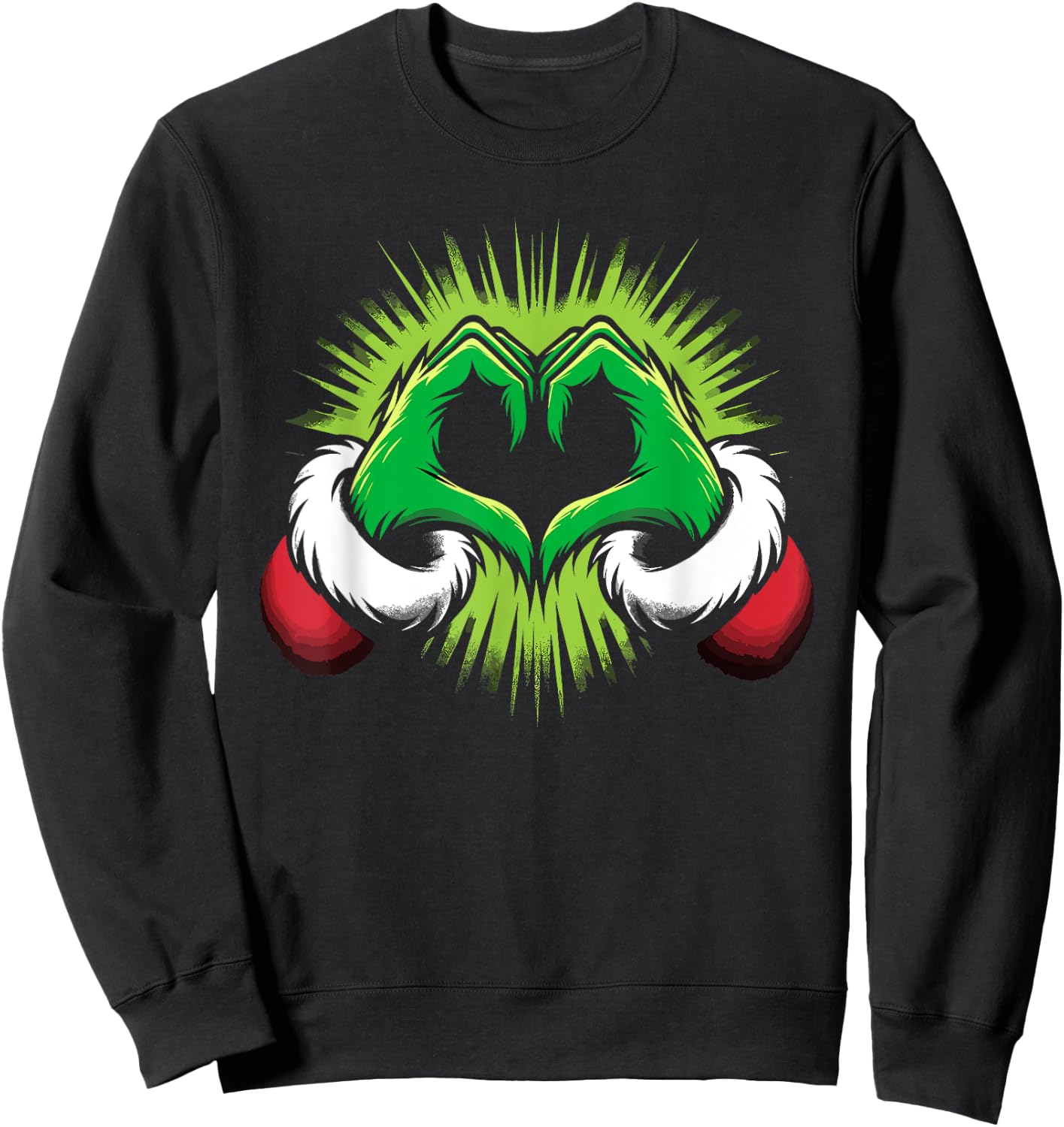 Funny Elf Heart Hands Love Christmas Sweatshirt - Sweatshirt | Black