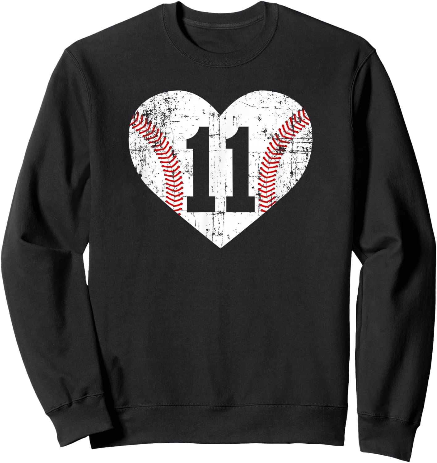 Vintage Baseball 11 Jersey Number Sweatshirt - Sweatshirt | Black
