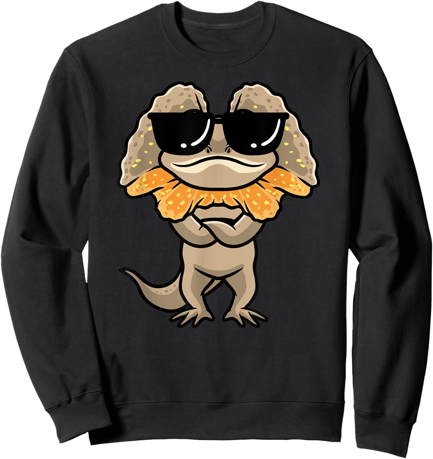 Frilled Dragon Frill-Necked Lizard With Sunglasses Design Sweatshirt - Sweatshirt | Black