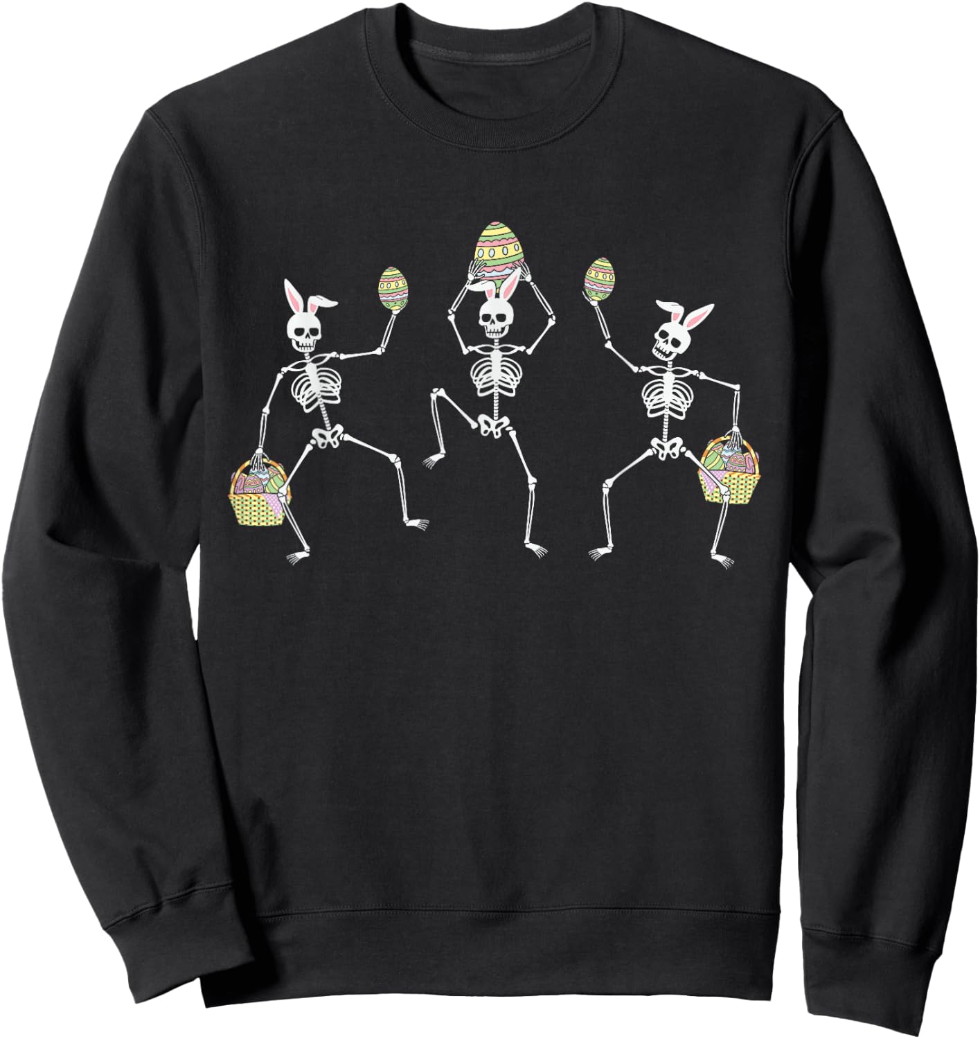 Dancing Skeletons Easter Eggs Sweatshirt - Sweatshirt | Black