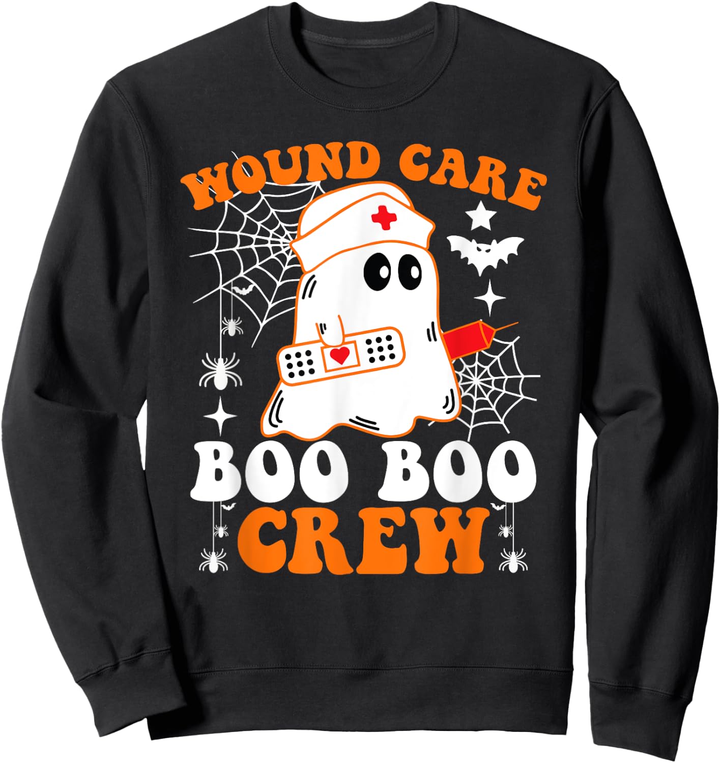 Wound Care Boo Boo Crew Shirt Funny Nurse Ghost Halloween Sweatshirt - Sweatshirt | Black