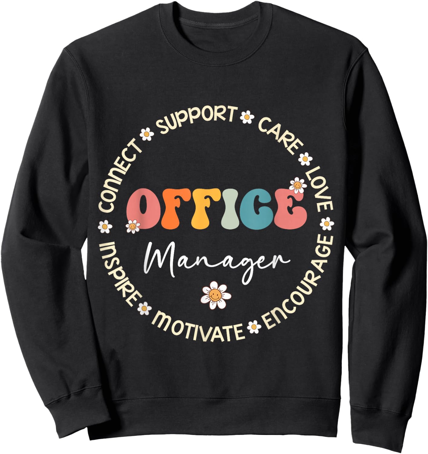 Cute Office Manager Squad Appreciation Week Back to School Sweatshirt - Sweatshirt | Black
