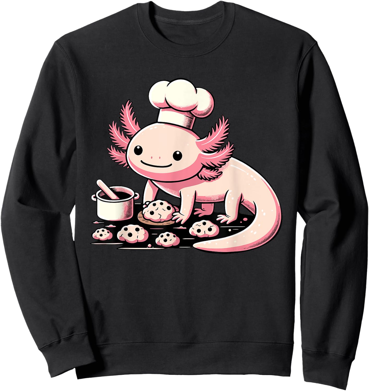 Axolotl Baking Cookies Chocolate Lover Cookie Baker Sweatshirt - Sweatshirt | Black