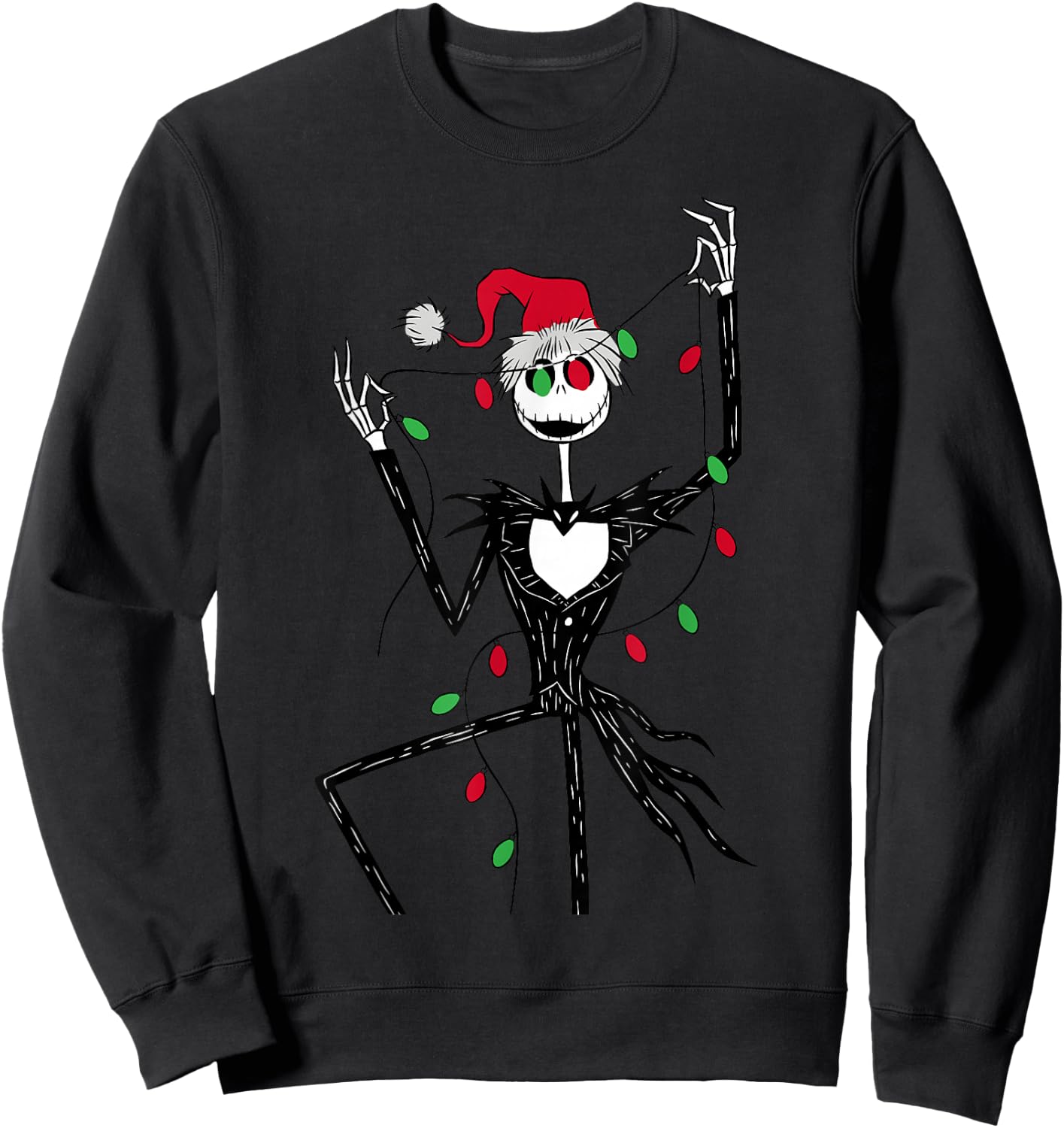 Disney The Nightmare Before Christmas Jack String Lights Sweatshirt - Sweatshirt | Black