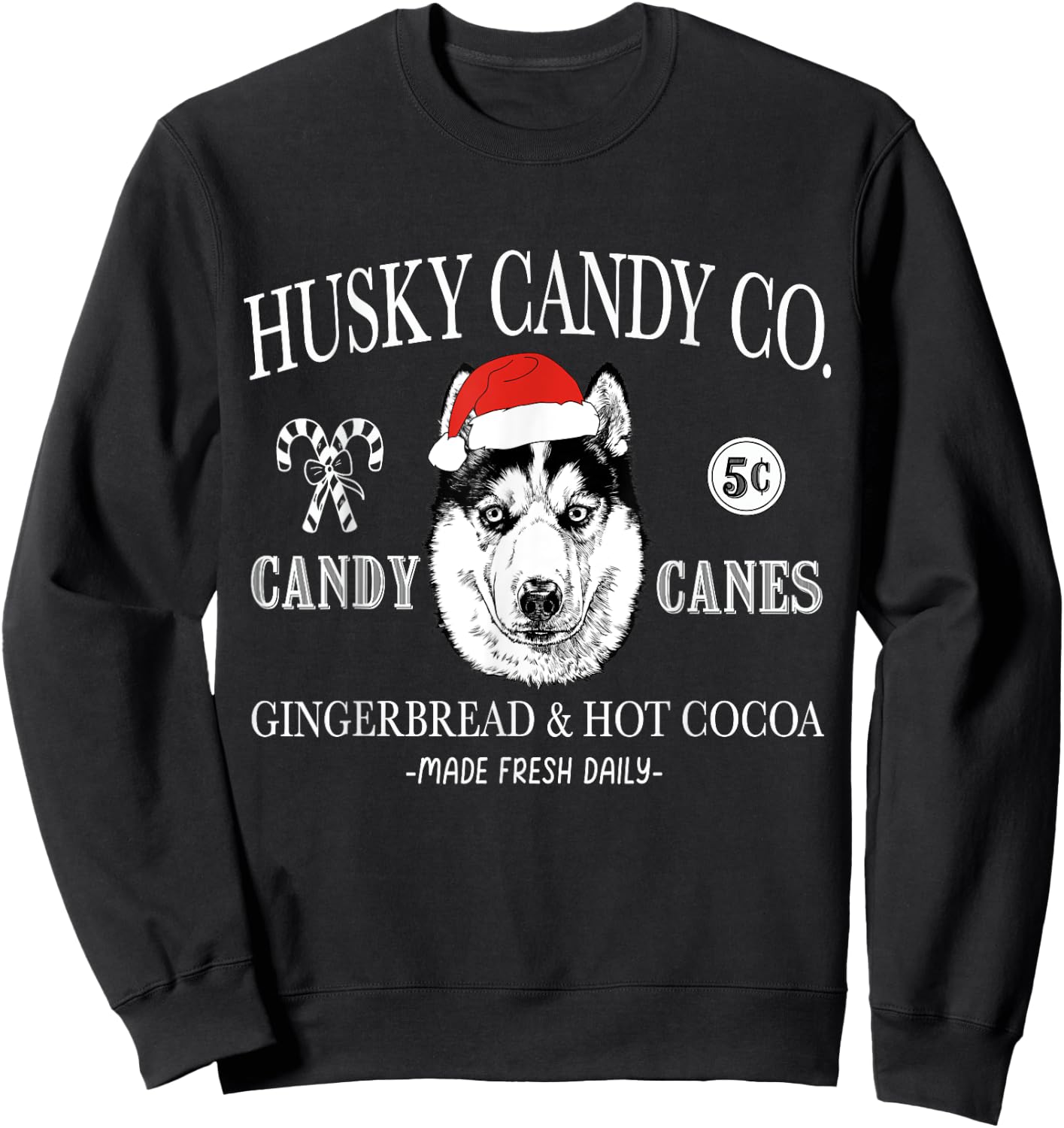 Funny Santa Siberian Husky Mom Christmas Vintage Holiday Sweatshirt - Sweatshirt | Black