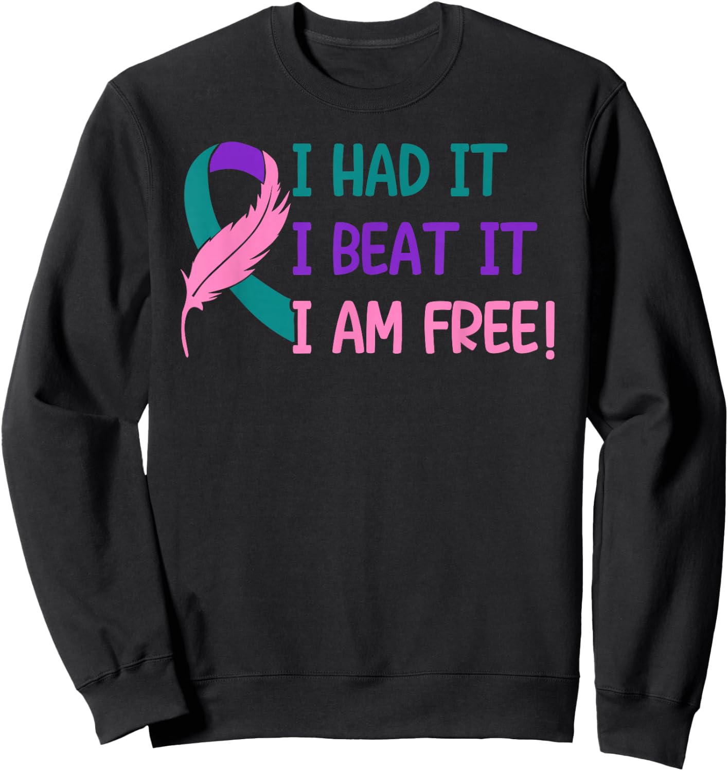 Thyroid - I Had It Beat It I'm Free Thyroid Cancer Awareness Sweatshirt - Sweatshirt | Black