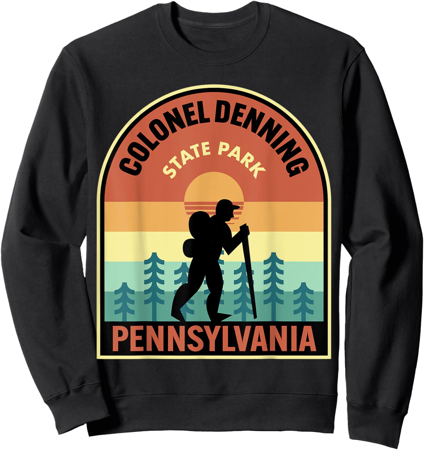 Colonel Denning State Park Pennsylvania Retro Hiking Sweatshirt - Sweatshirt | Black