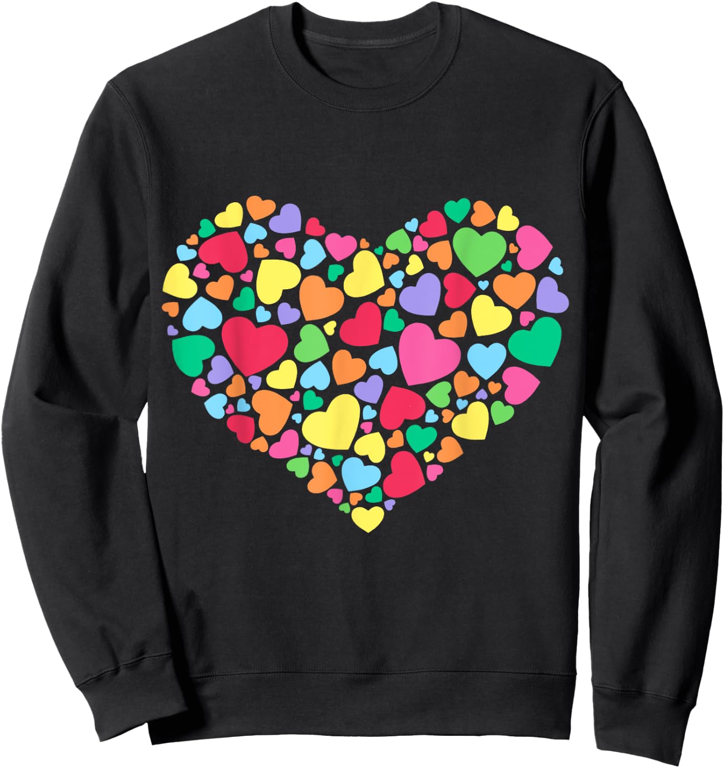 Hearts T Shirt Kids School Valentines Day Girls Boys Sweatshirt - Sweatshirt | Black