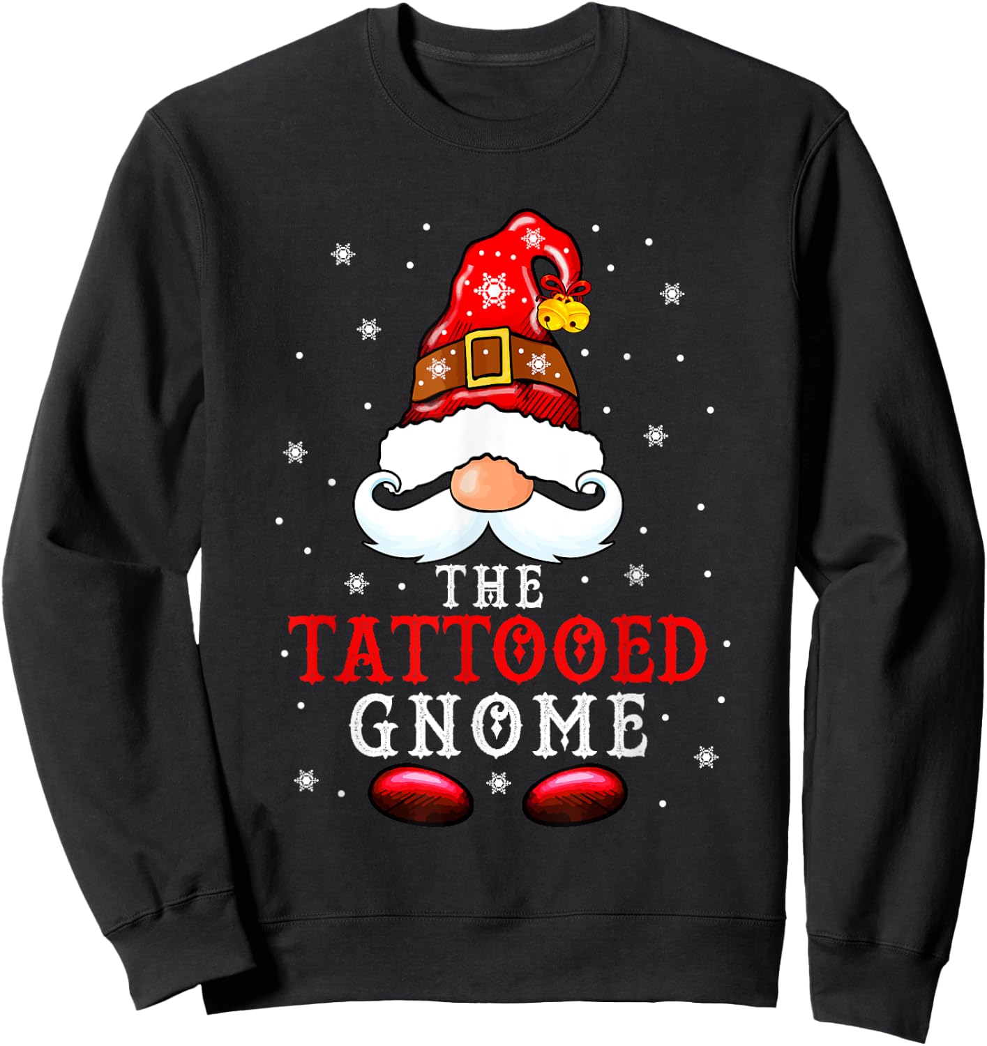 The Tattooed Gnome Costume Christmas Tattoo Lover Family Sweatshirt - Sweatshirt | Black