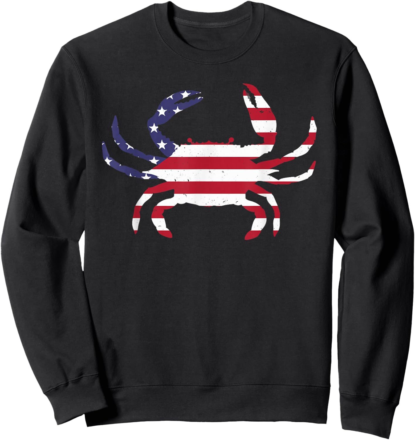 Cool Crab Women Fourth July Flag Patriotic Crabbing Sweatshirt - Sweatshirt | Black