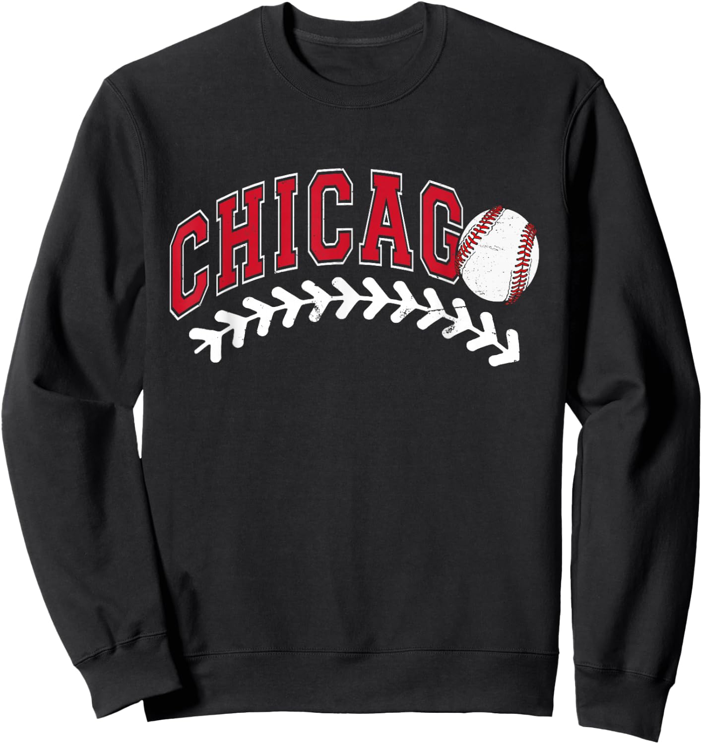 Vintage Chicago Graphic Baseball Lover Player Women Sweatshirt - Sweatshirt | Black