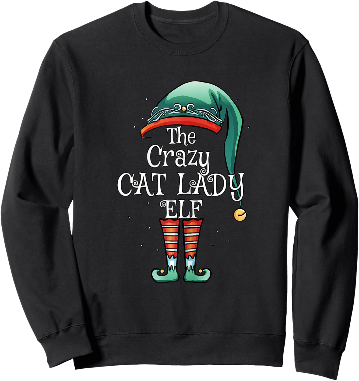 The Crazy Cat Lady Elf Matching Family Christmas Cat Lover Sweatshirt - Sweatshirt | Black