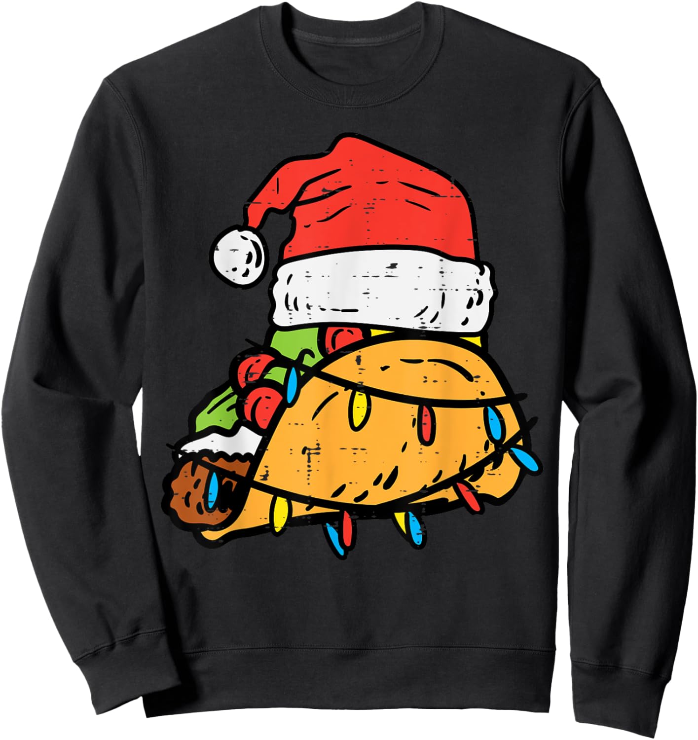 Christmas Tacos Santa Funny Mexican Food Xmas Men Women Kids Sweatshirt - Sweatshirt | Black