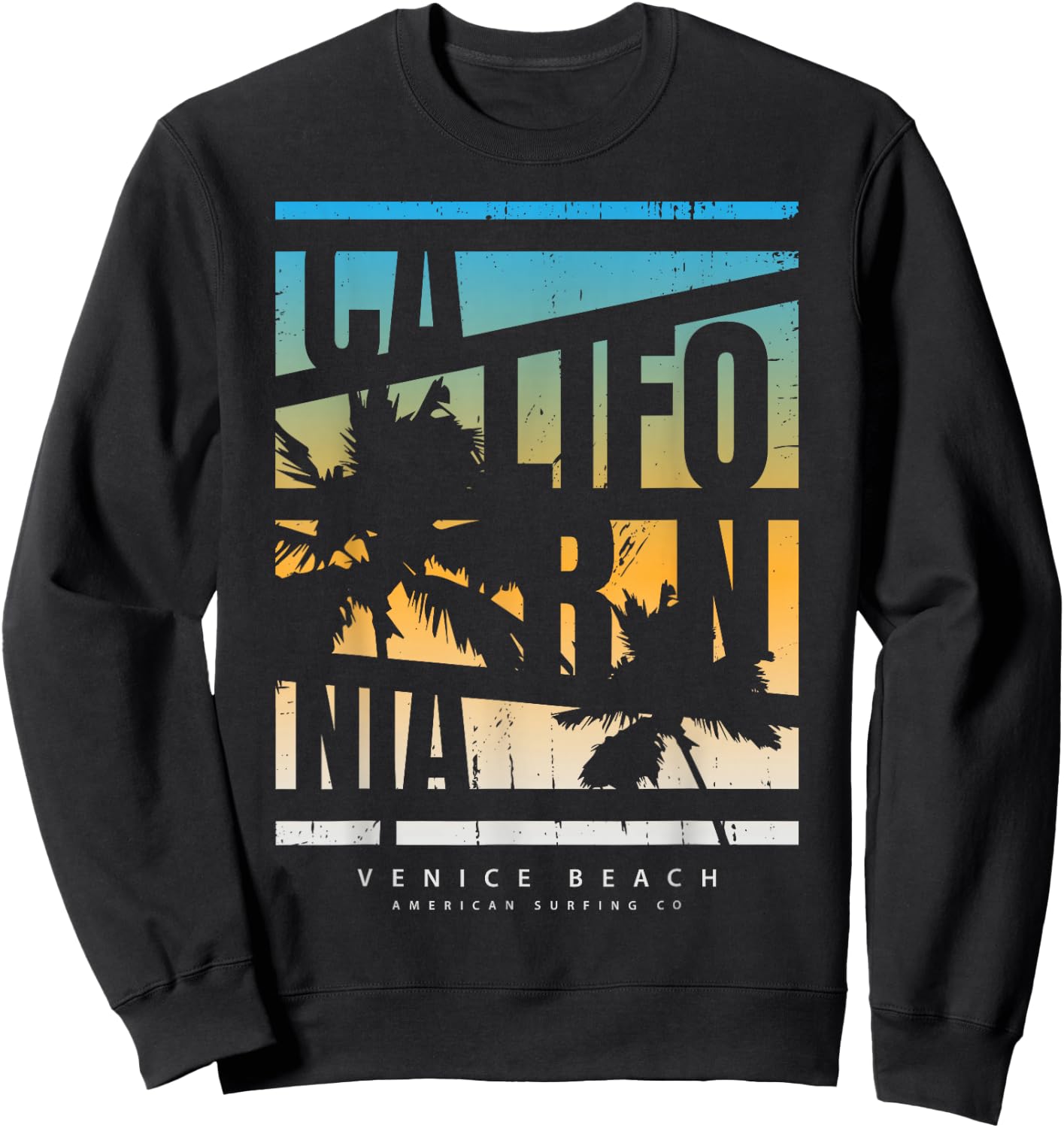 California Venice Beach American Surfing Co Sweatshirt - Sweatshirt | Black