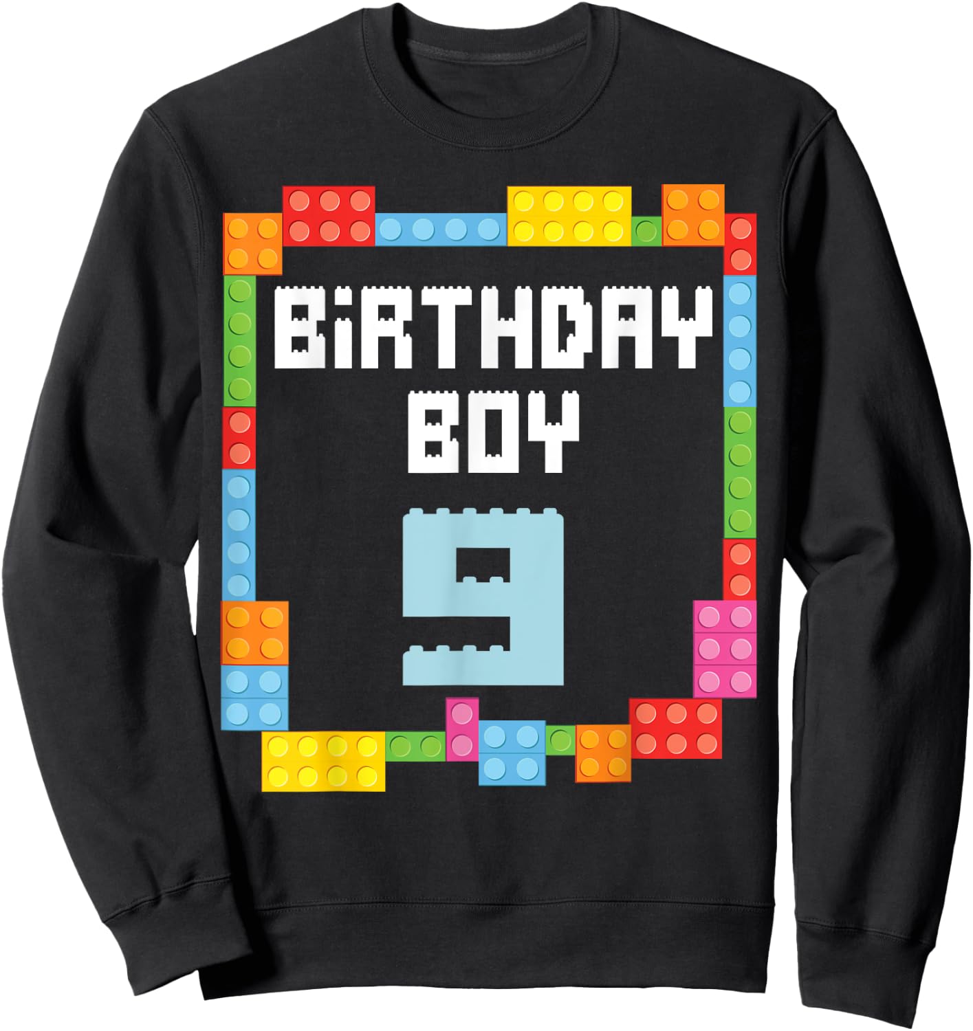 9th birthday Boy master builder 9 years old block building Sweatshirt - Sweatshirt | Black