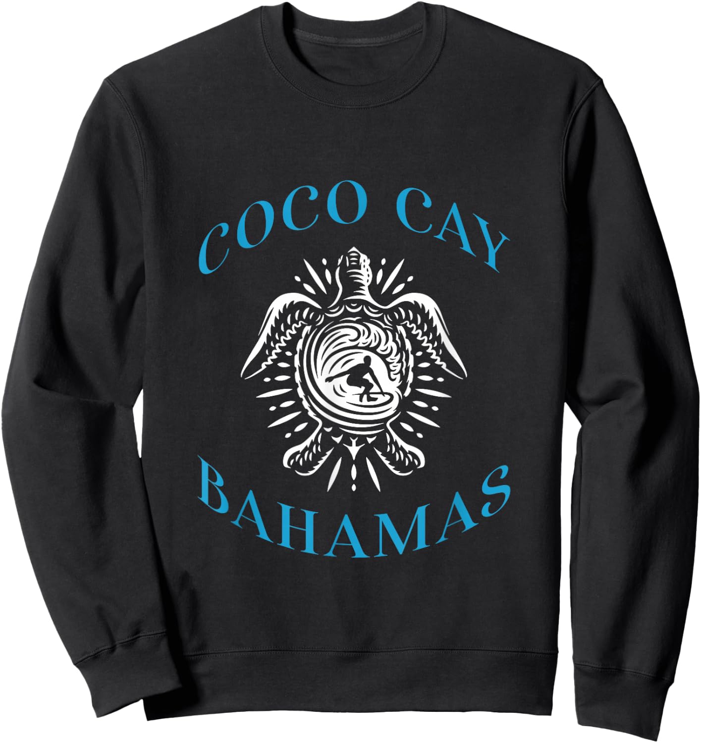 Coco Cay Bahamas Sea Turtle Surfing Vacation Souvenir Sweatshirt - Sweatshirt | Black