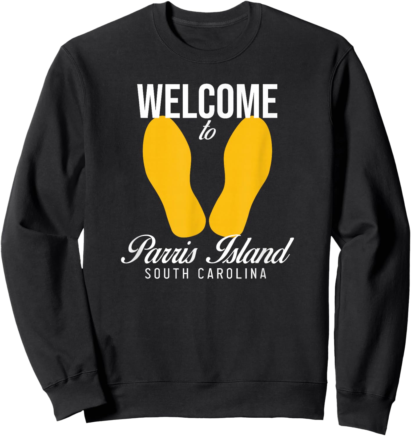 Parris Island SFMF Yellow Foot Prints Sweatshirt - Sweatshirt | Black