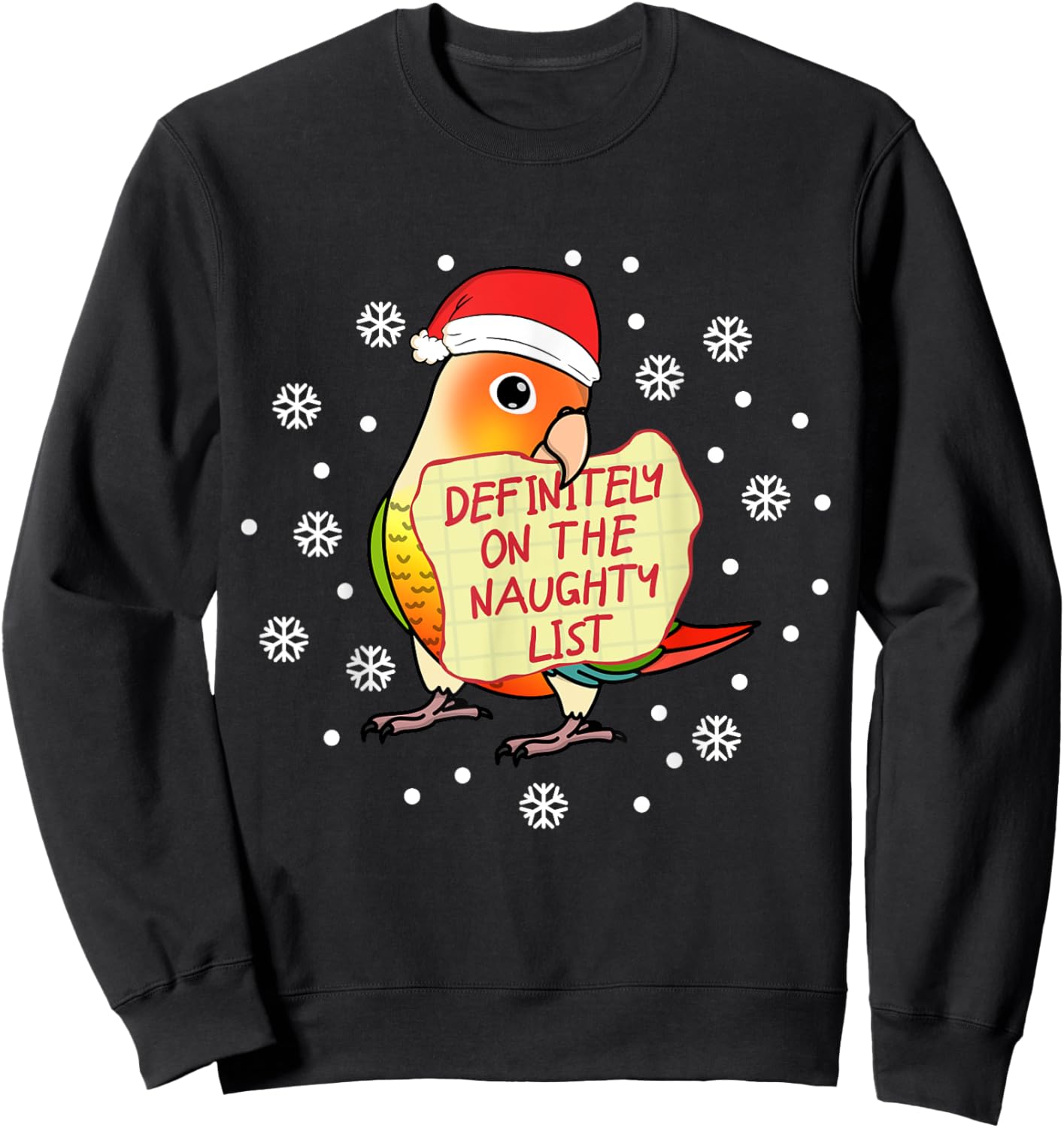 Naughty List Parrot | Green Cheek Pineapple Conure Sweatshirt - Sweatshirt | Black