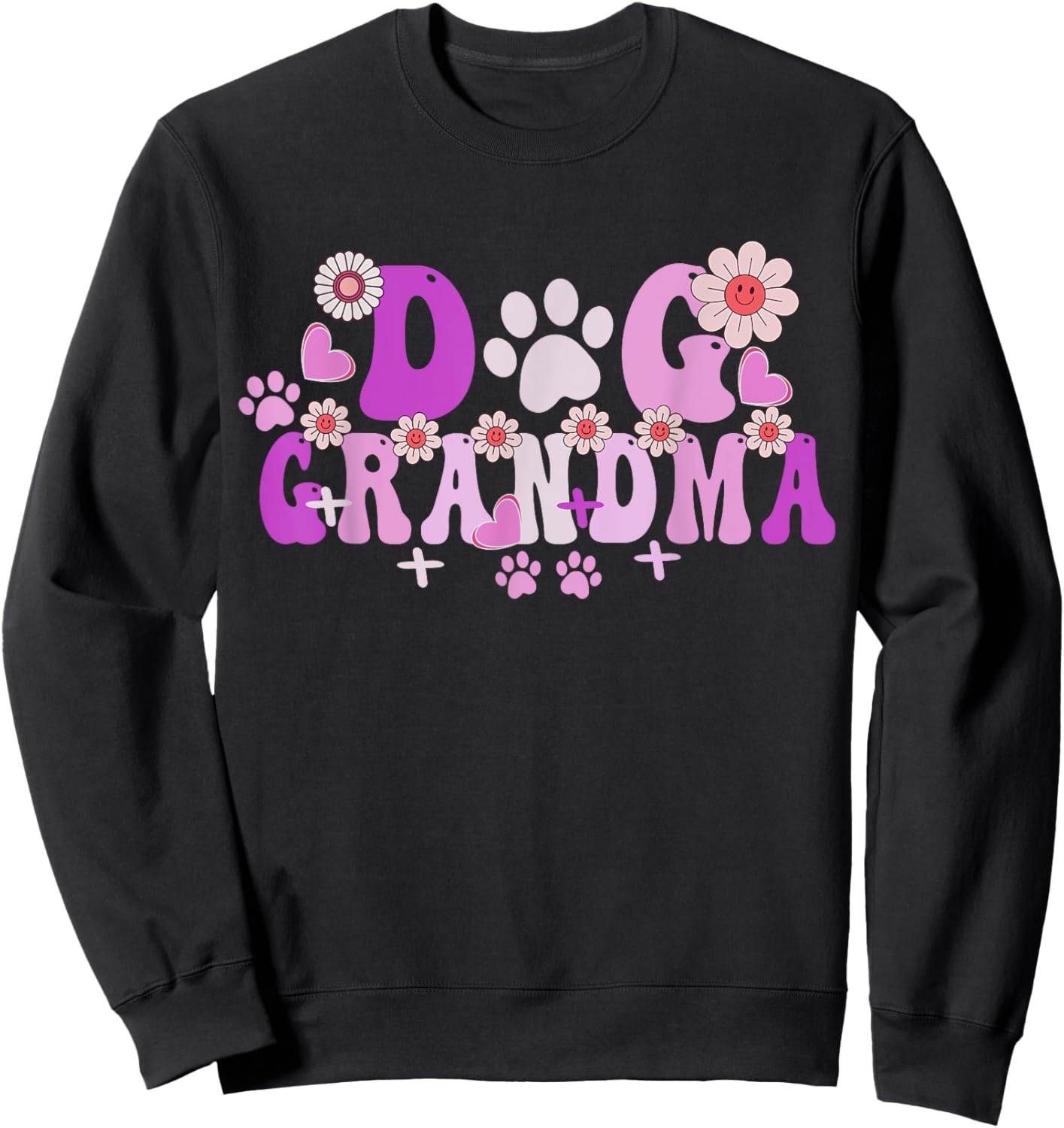 Groovy Dog Grandma Art Owner Mama Grandma Dog Lovers Sweatshirt - Sweatshirt | Black