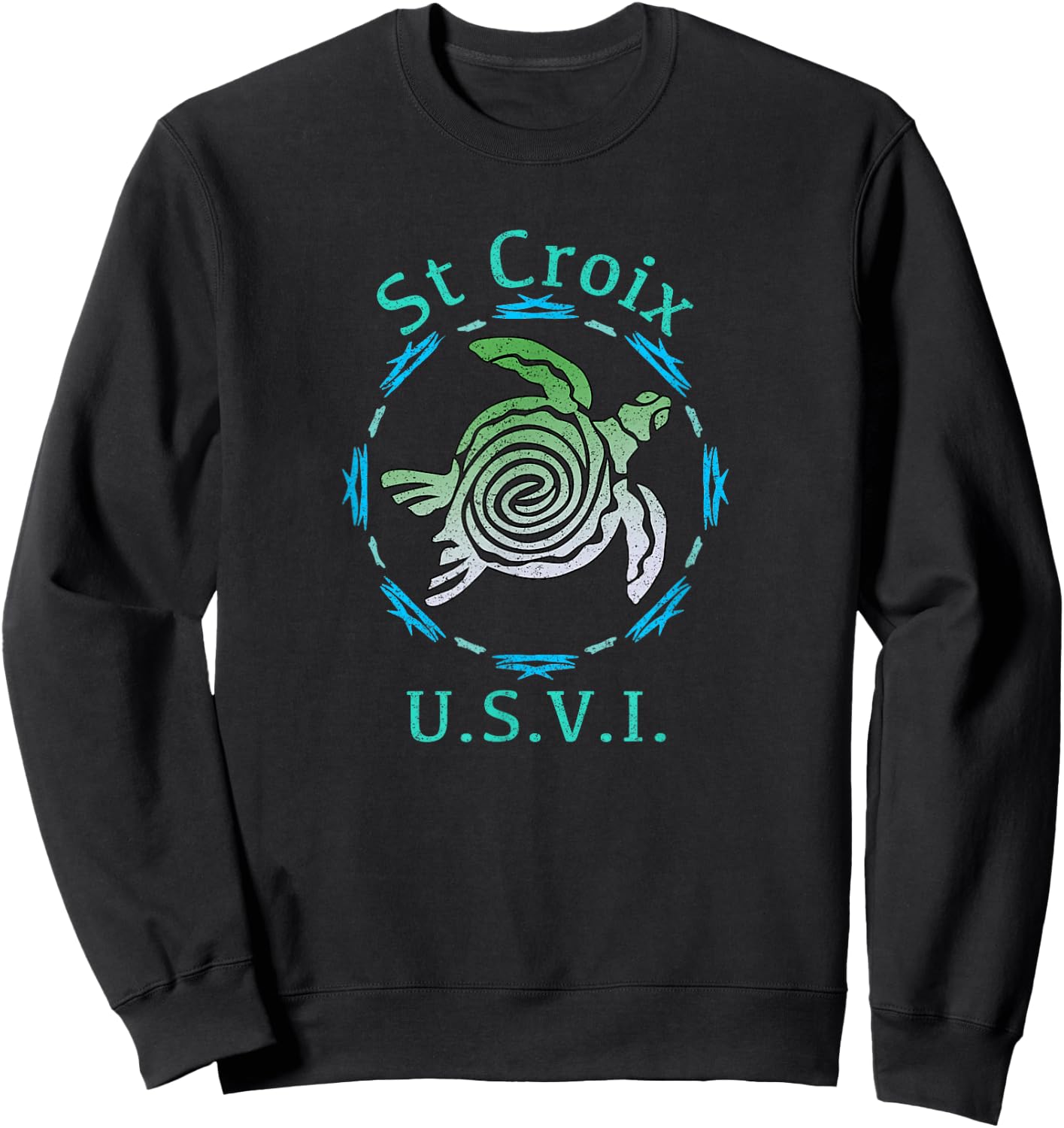 St. Croix USVI Vintage Tribal Turtle Sweatshirt - Sweatshirt | Black