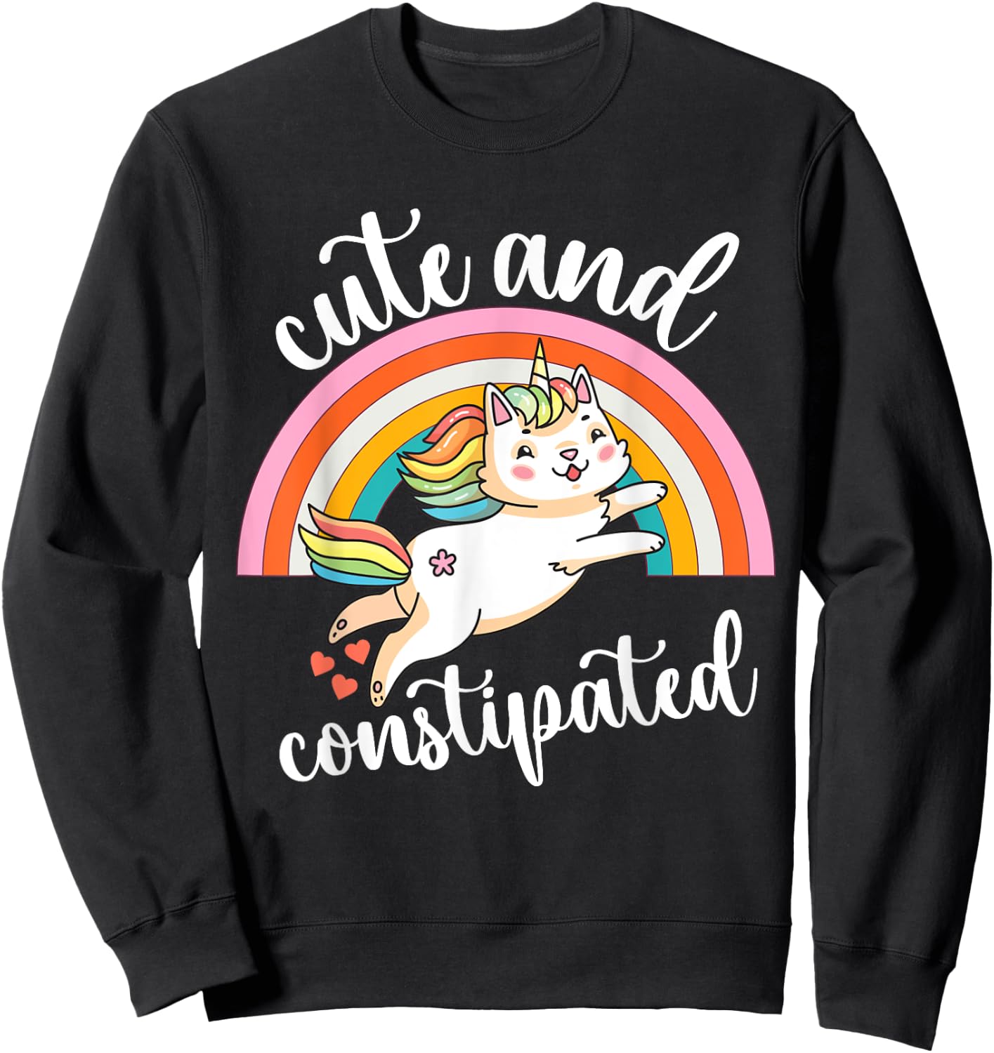 Funny Constipation IBS-C Tummy Cute Constipated Unicorn Cat Women Sweatshirt - Sweatshirt | Black