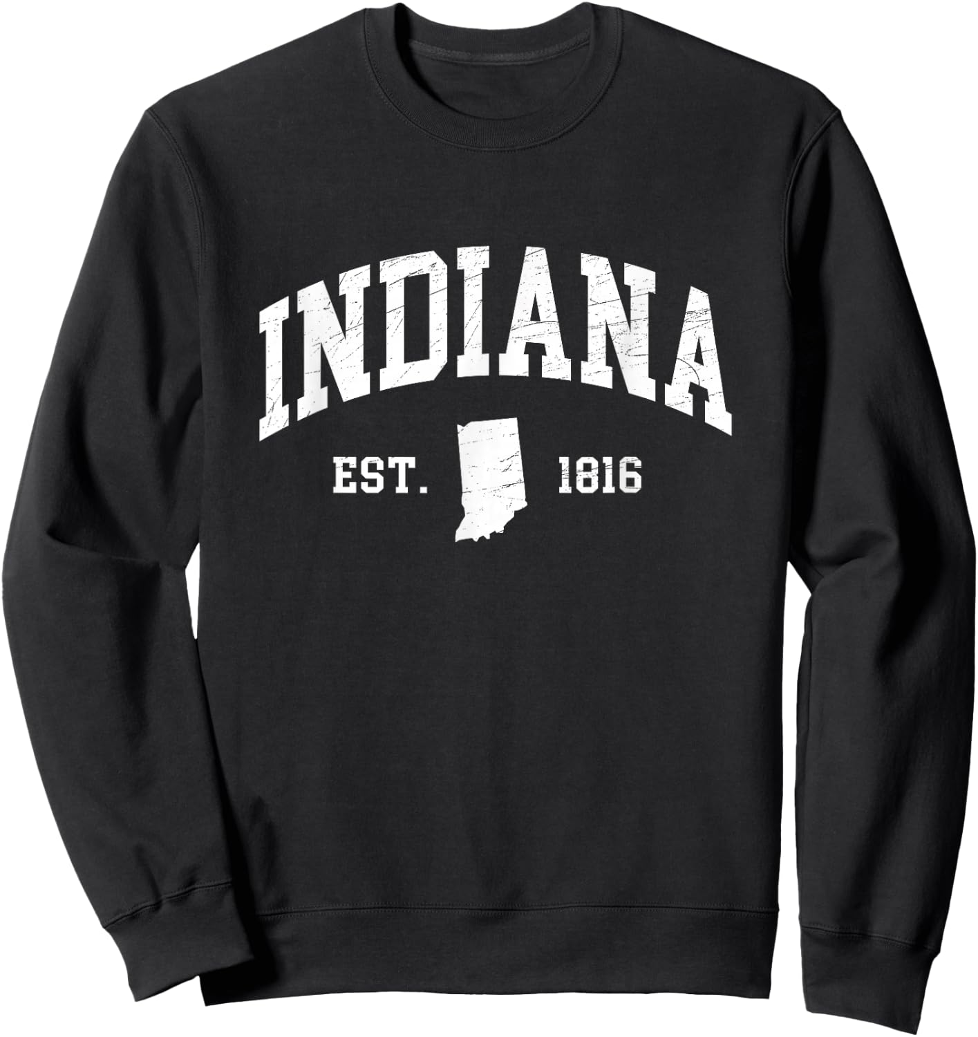 Indiana - Est. 1816 - Distressed / Worn Design - Classic Sweatshirt - Sweatshirt | Black