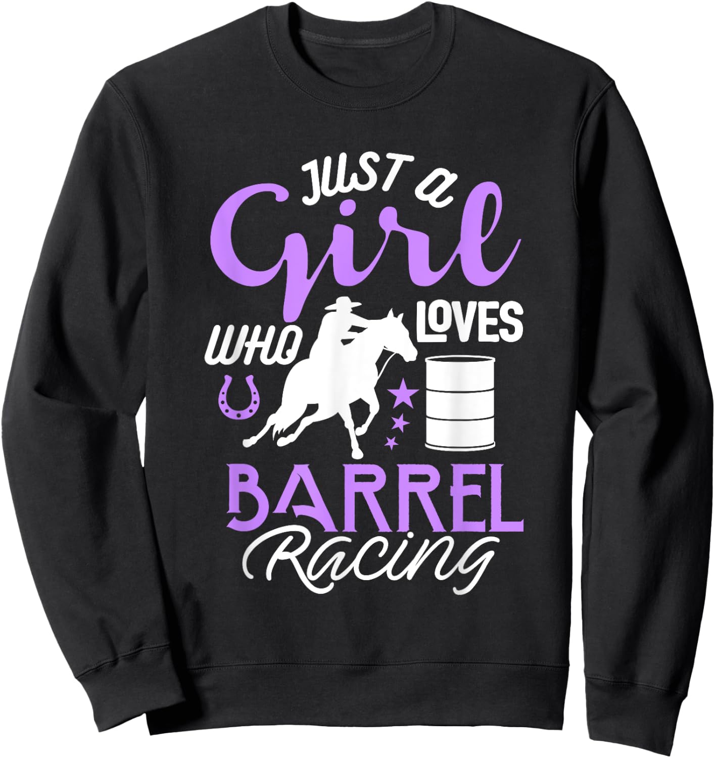 Barrel Racer Girl Shirt Just Girl Loves Barrel Racing Kids Sweatshirt - Sweatshirt | Black