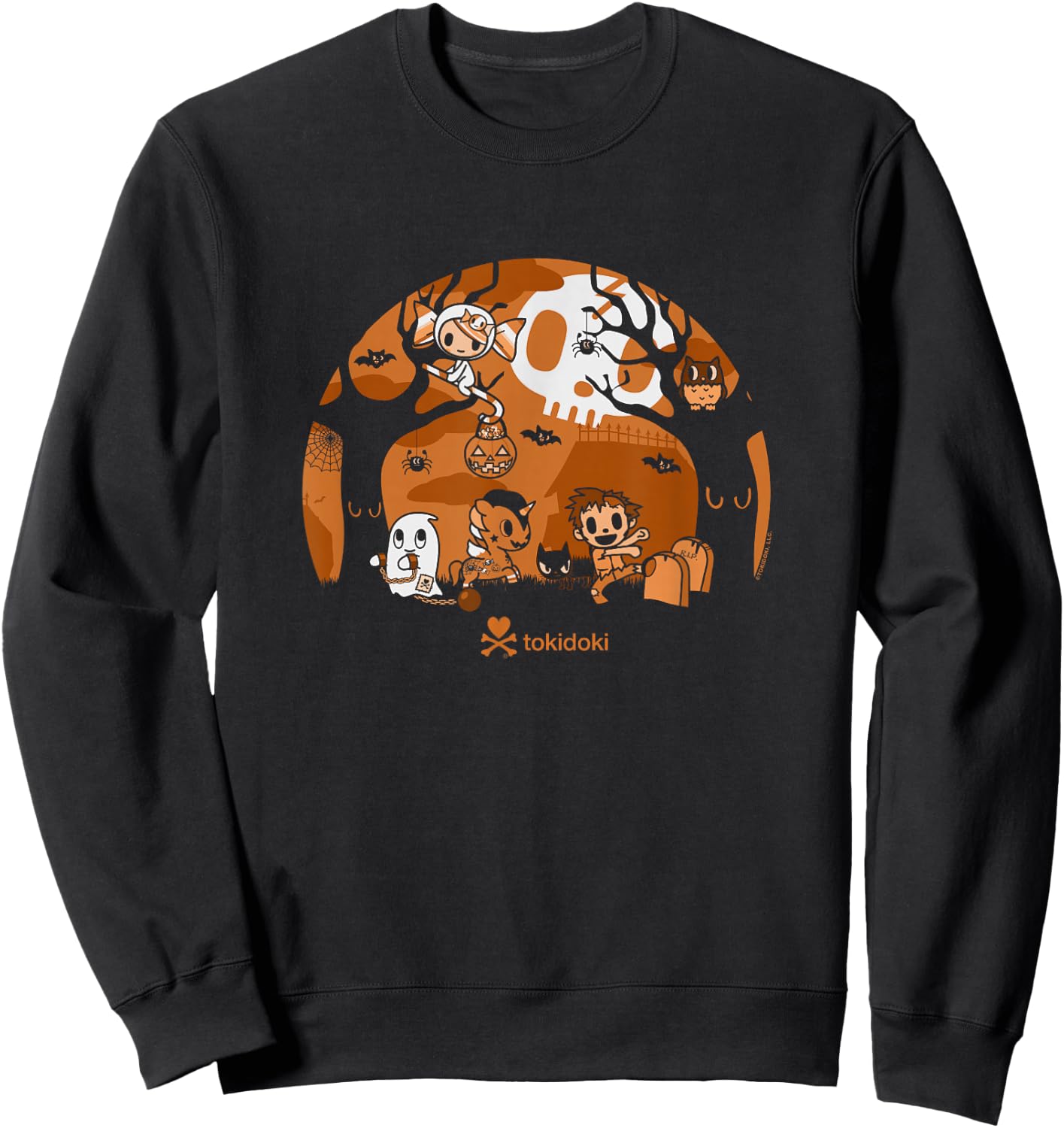Tokidoki Halloween Ghouls Playing In The Cemetery At Night Sweatshirt - Sweatshirt | Black