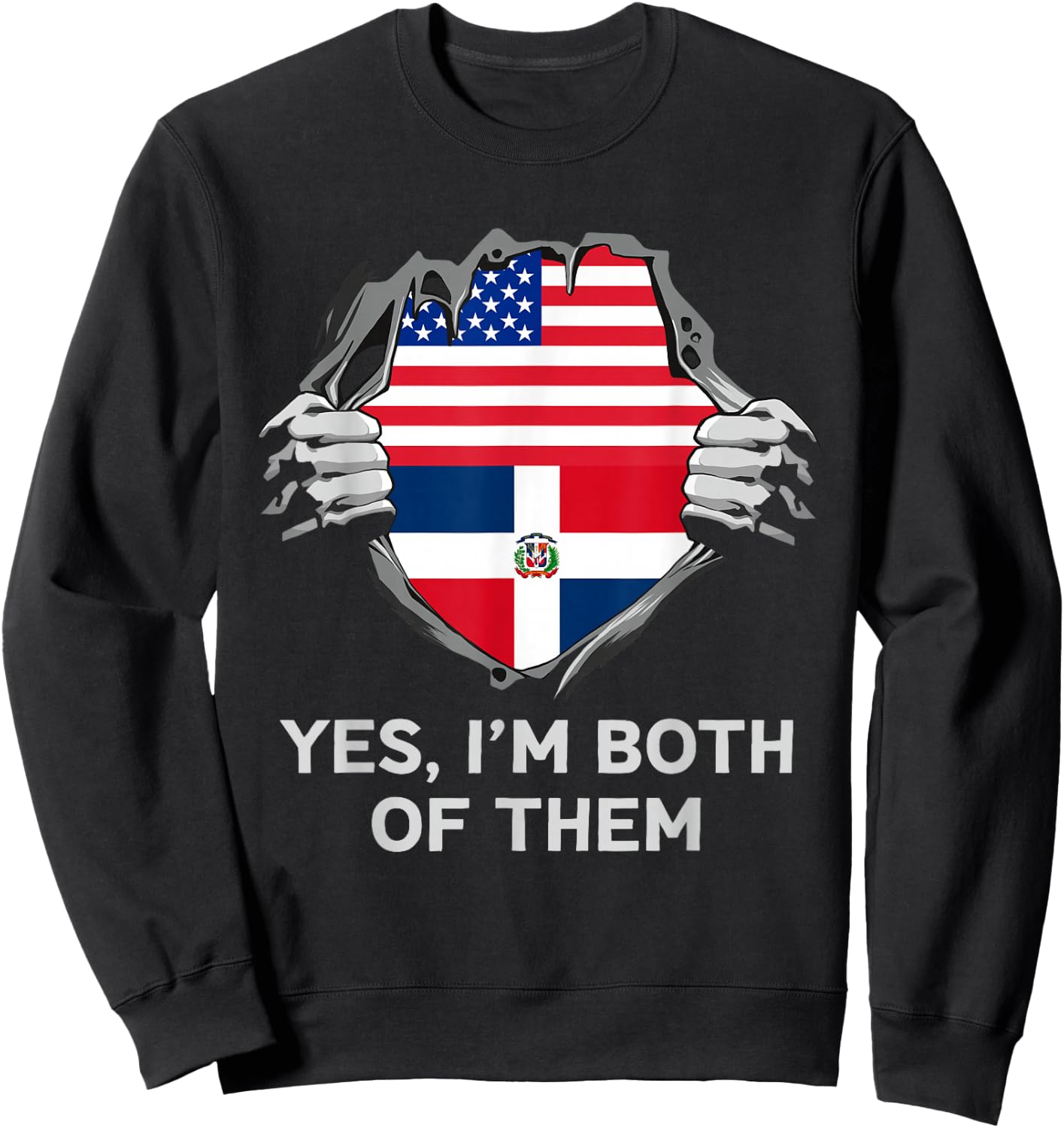 Half American Half Dominican USA Dominican Republic Flag Sweatshirt - Sweatshirt | Black