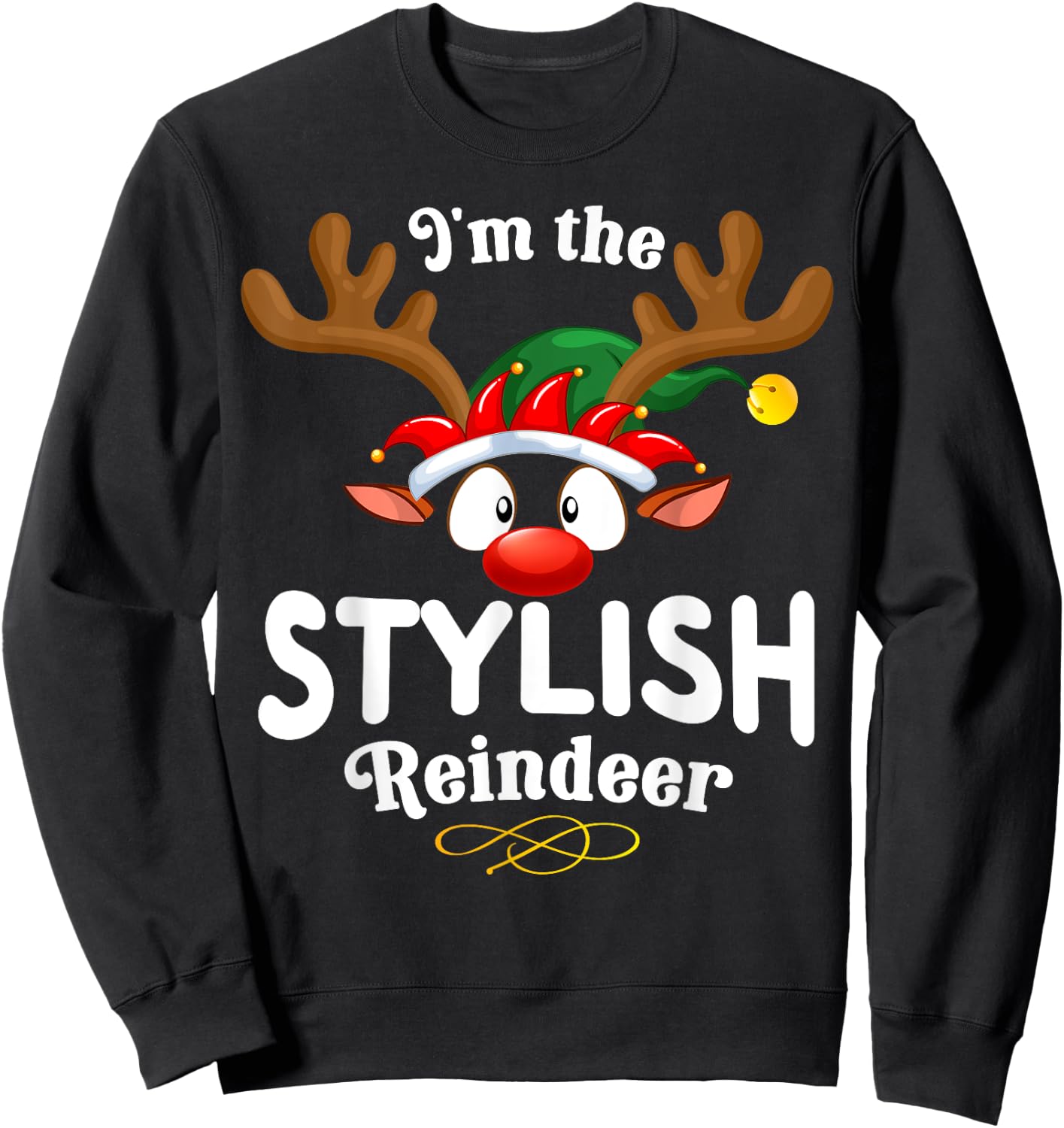 Christmas PJS Stylish XMas Reindeer Matching Sweatshirt - Sweatshirt | Black