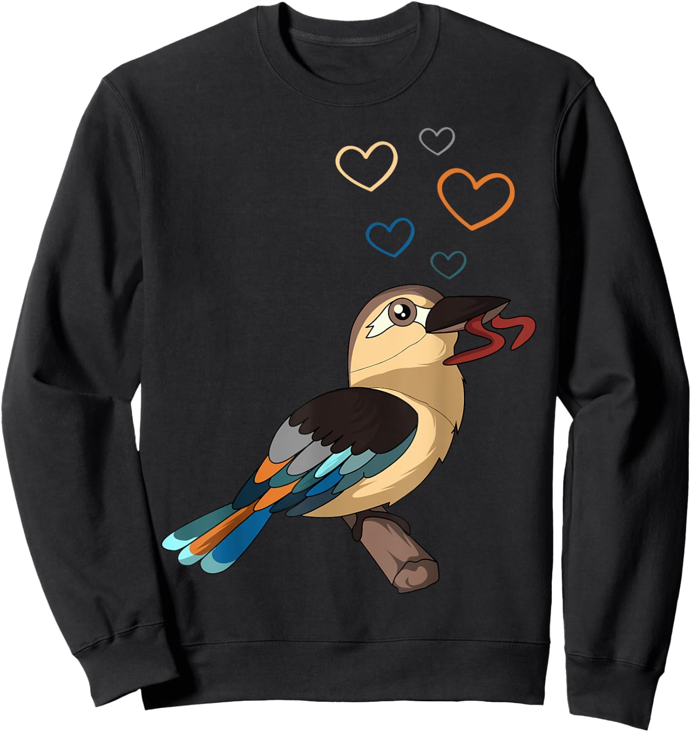Kookaburra Heart Kingfisher Birdwatcher Ornithologist Sweatshirt - Sweatshirt | Black