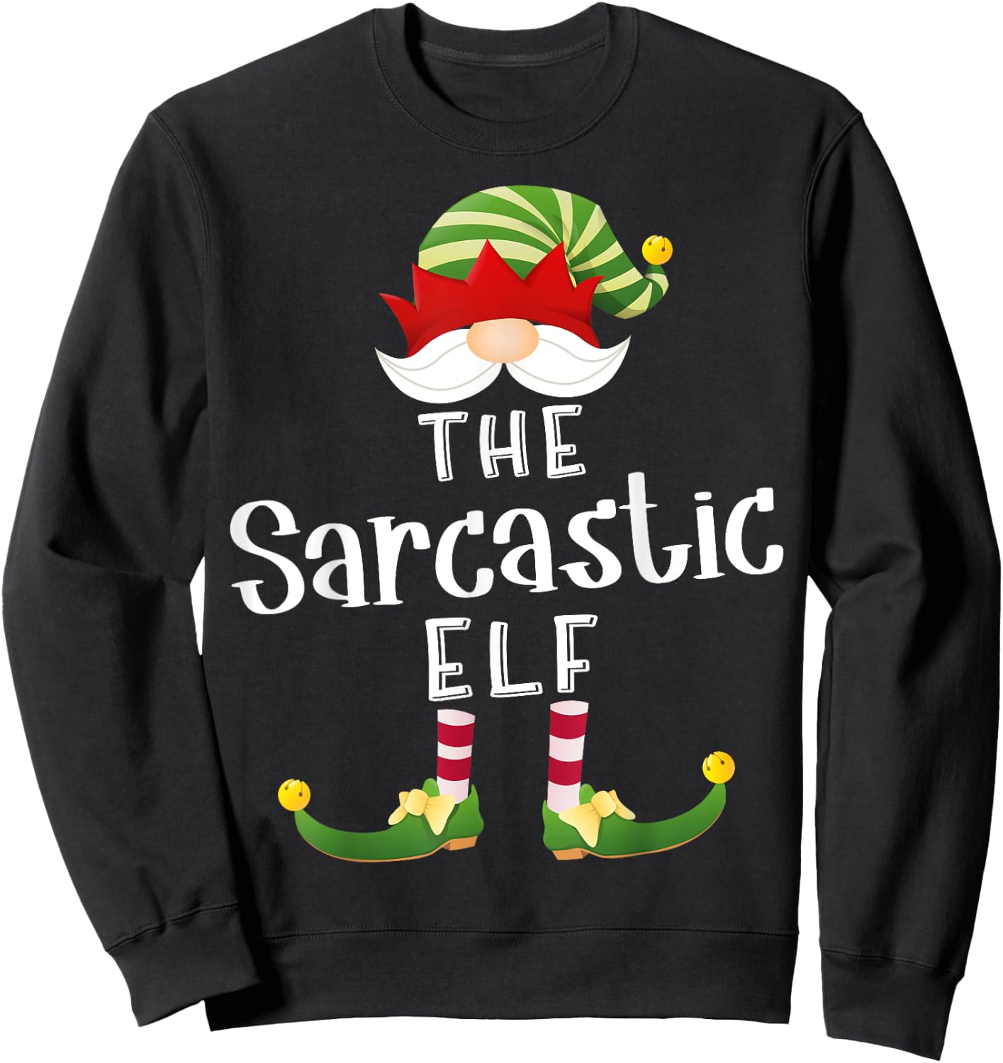 Sarcastic Elf Group Christmas Funny Pajama Party Sweatshirt - Sweatshirt | Black