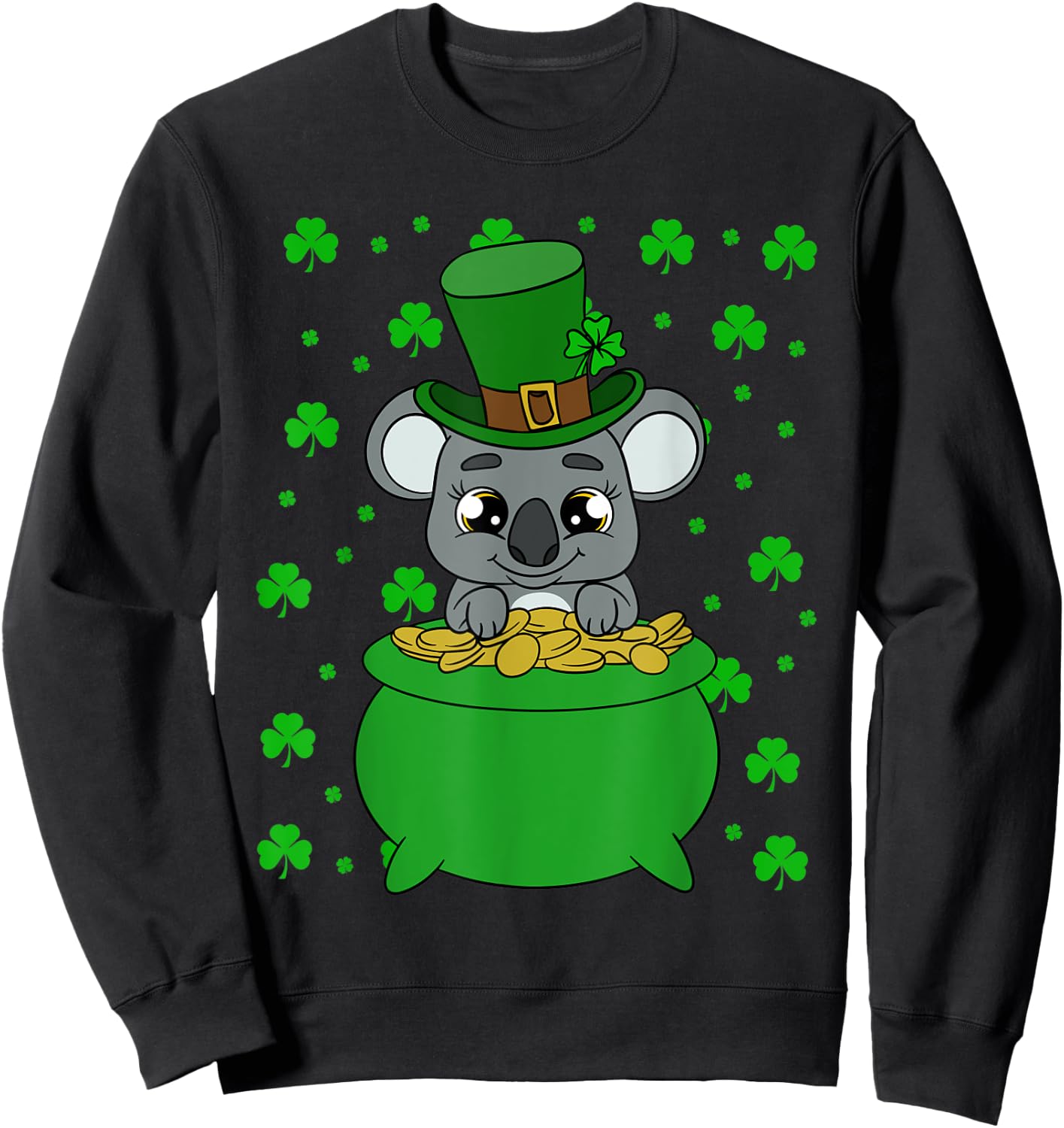 Cute Koala Shamrocks Saint Patrick's Day Sweatshirt - Sweatshirt | Black