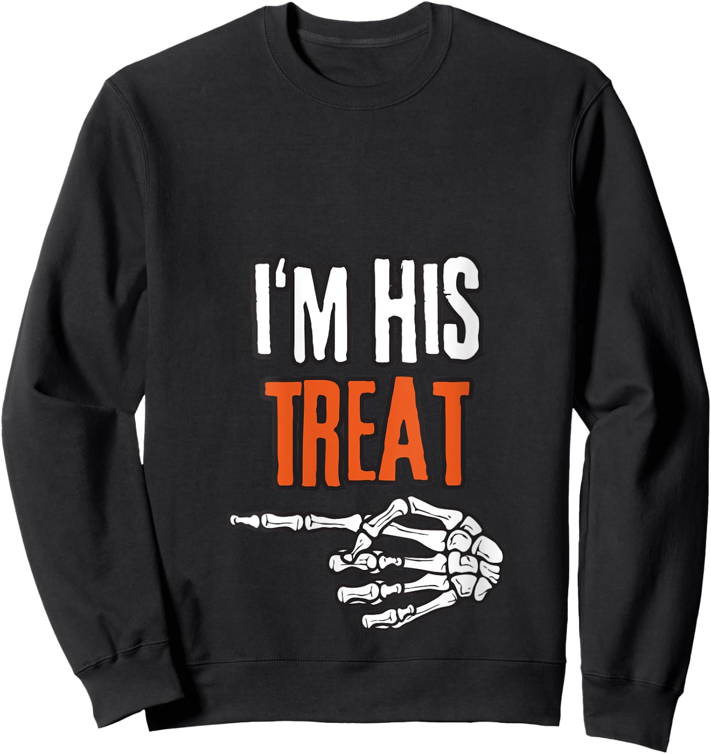 I'm His Treat Hilarious Halloween For Couples Matching V-Neck Sweatshirt - Sweatshirt | Black