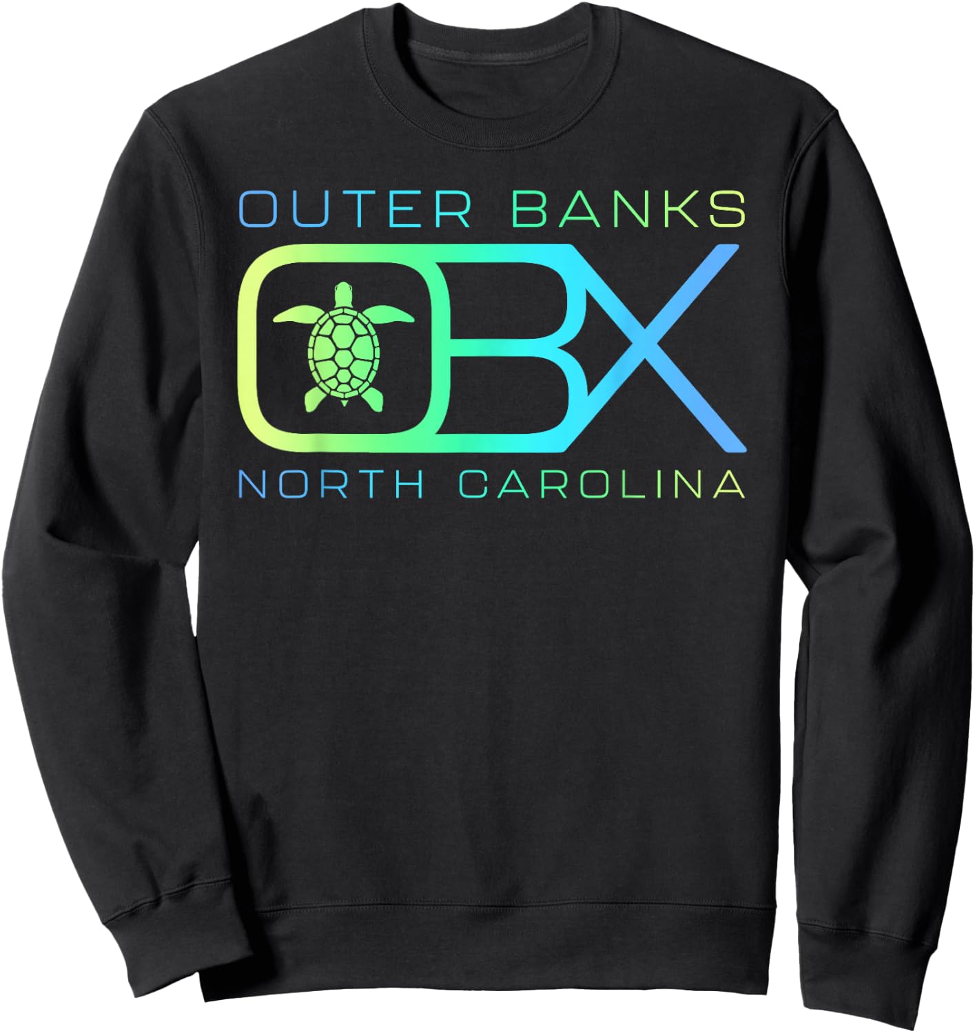 OBX North Carolina | Outer Banks Merch Vacation Sea Turtle Sweatshirt - Sweatshirt | Black