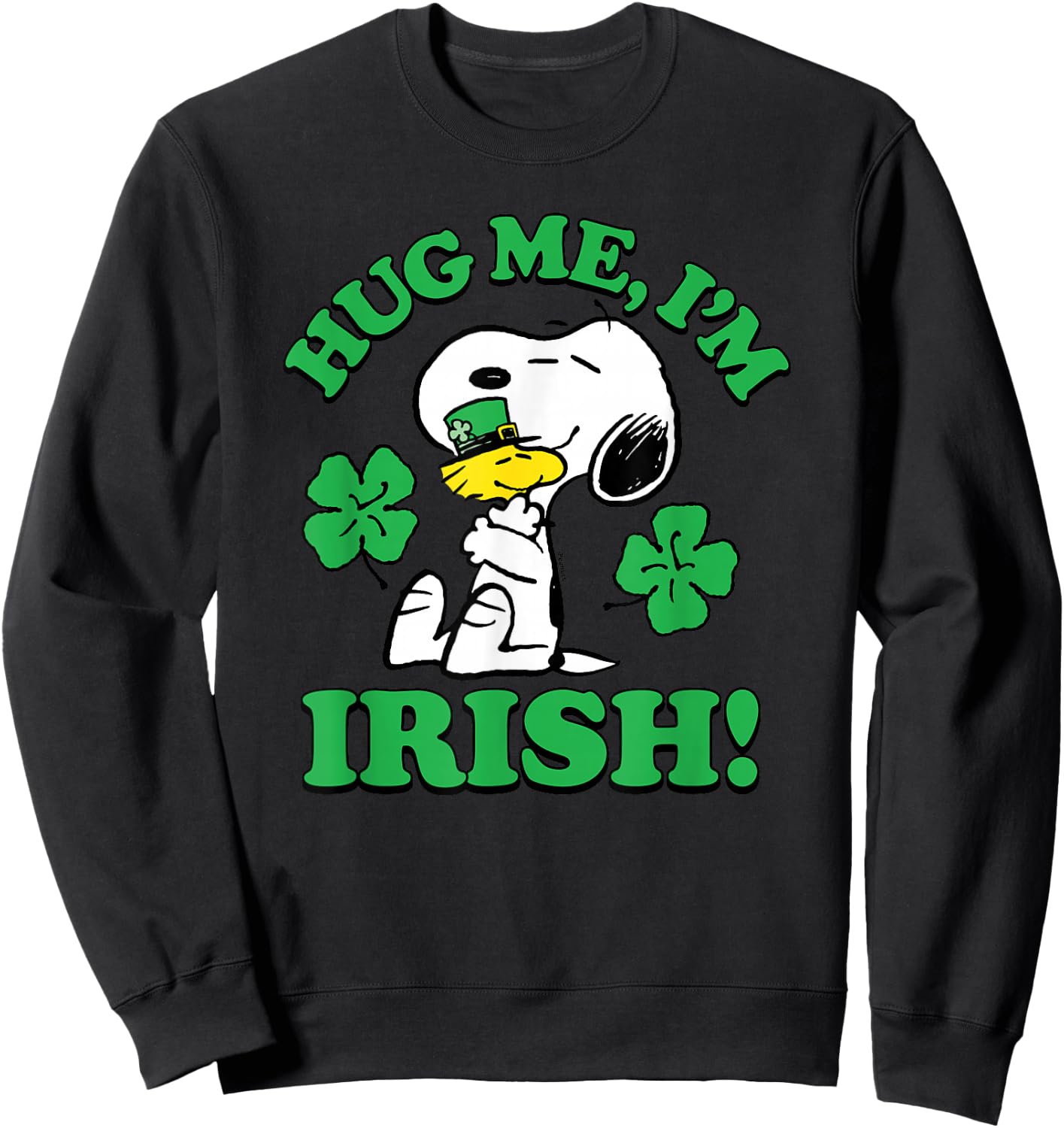 Peanuts - Snoopy Woodstock Hug Me Irish Sweatshirt - Sweatshirt | Black