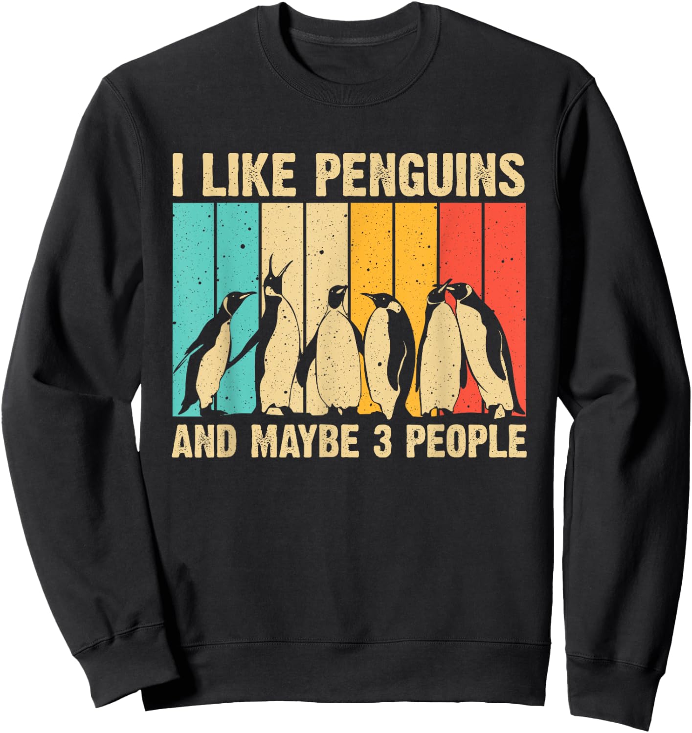 Cute Penguin Design Women Kids Retro Penguin Lover Sweatshirt - Sweatshirt | Black