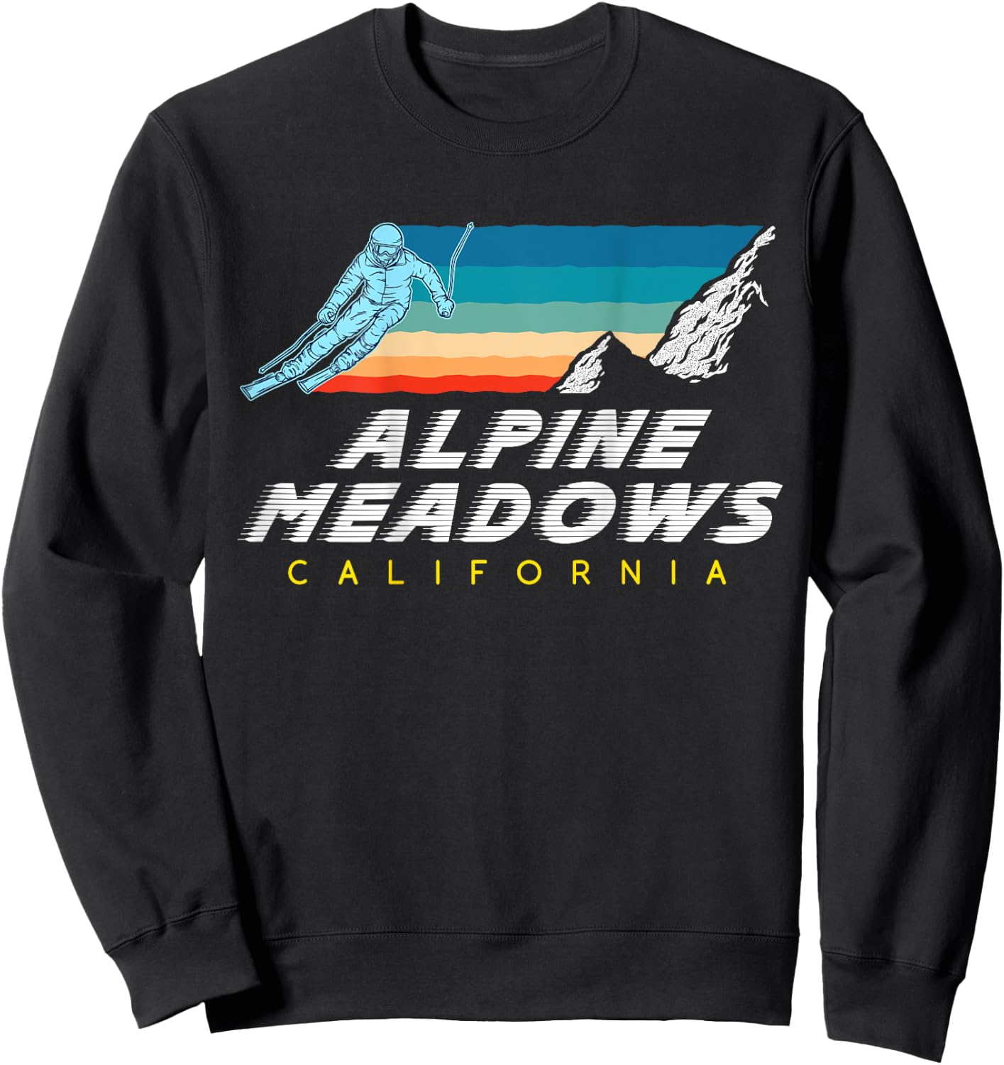 Alpine Meadows, California - USA Ski Resort - BACK PRINT Sweatshirt - Sweatshirt | Black
