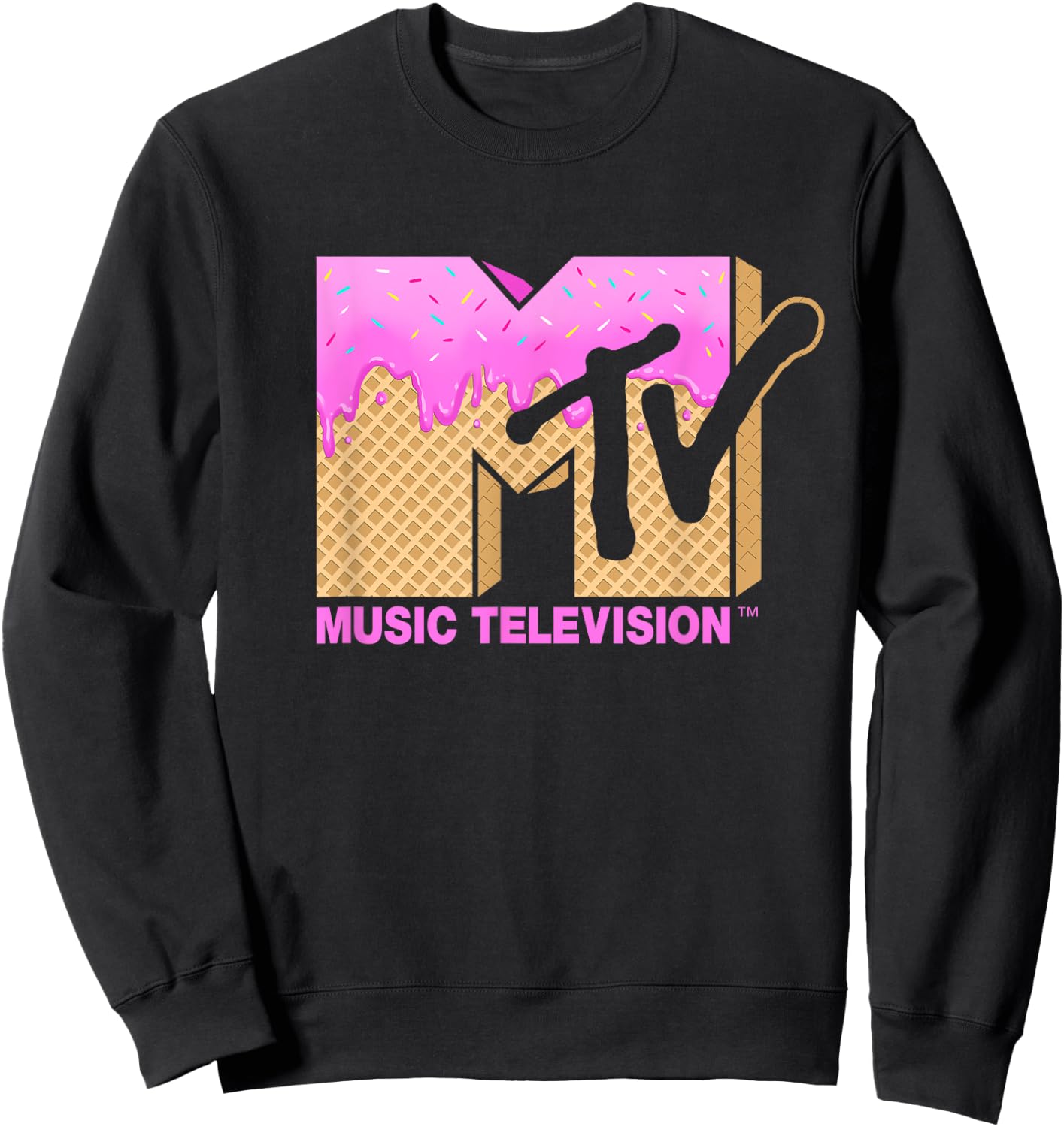 Mademark x MTV - Ice Cream MTV Logo Classic Music Television Sweatshirt - Sweatshirt | Black